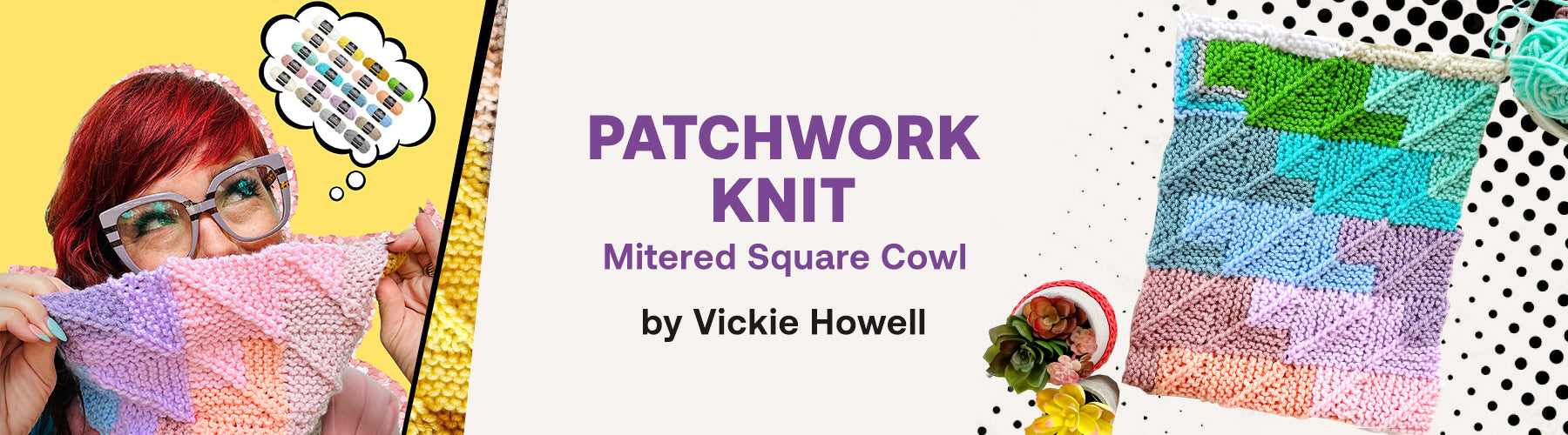 Patchwork Knit Mitered Square Cowl By Vickie Howell