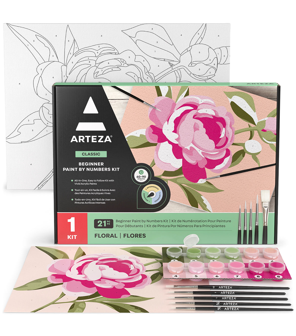Arteza Kids Paint by Numbers Kit 10 x 10 Inches Pre-Printed Fairytale Canvas  Painting Kit with 2 Canvases 24 Acrylic Paint Pots 3 Paintbrushes Art  Supplies for Developing Hand-Eye Coordination Frog
