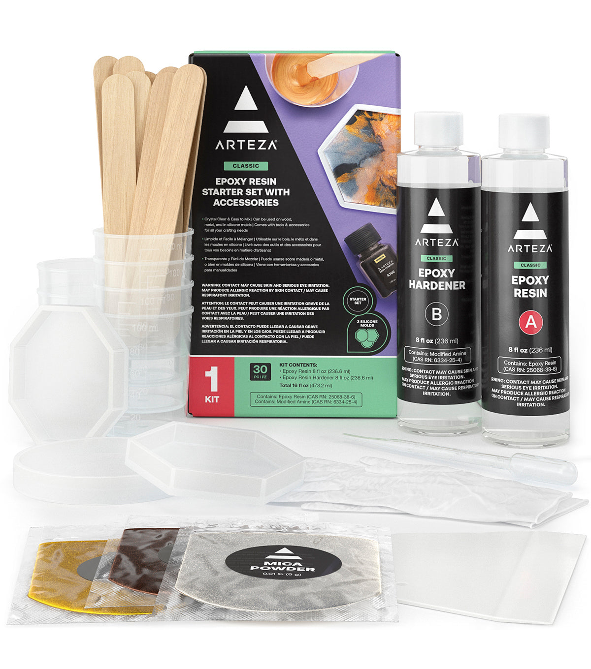  Epoxy Resin Kit for Beginners - 460ML / 15.5 FL.OZ. Epoxy Resin  Starter Kit, Epoxy Resin Making Kit with Mica Powder, Molds, Clear Epoxy  Resin for Art, Crafts, Tumblers : Arts