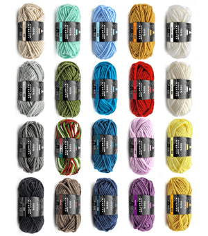 100% Acrylic Yarn, Worsted, Classic Colors - Mini Pack of 20