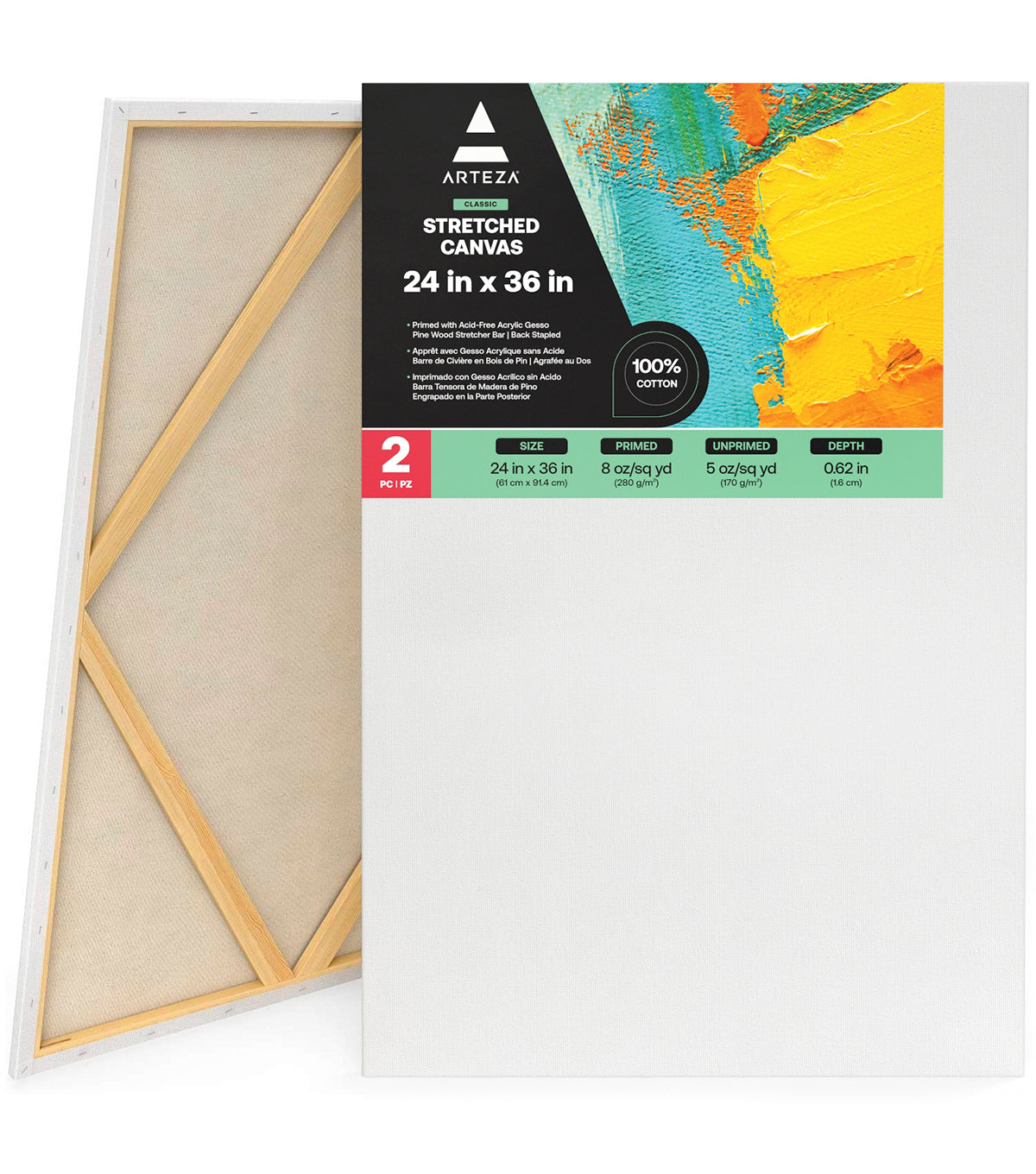 Classic Stretched Canvas, 24 x 36 - Pack of 2 –
