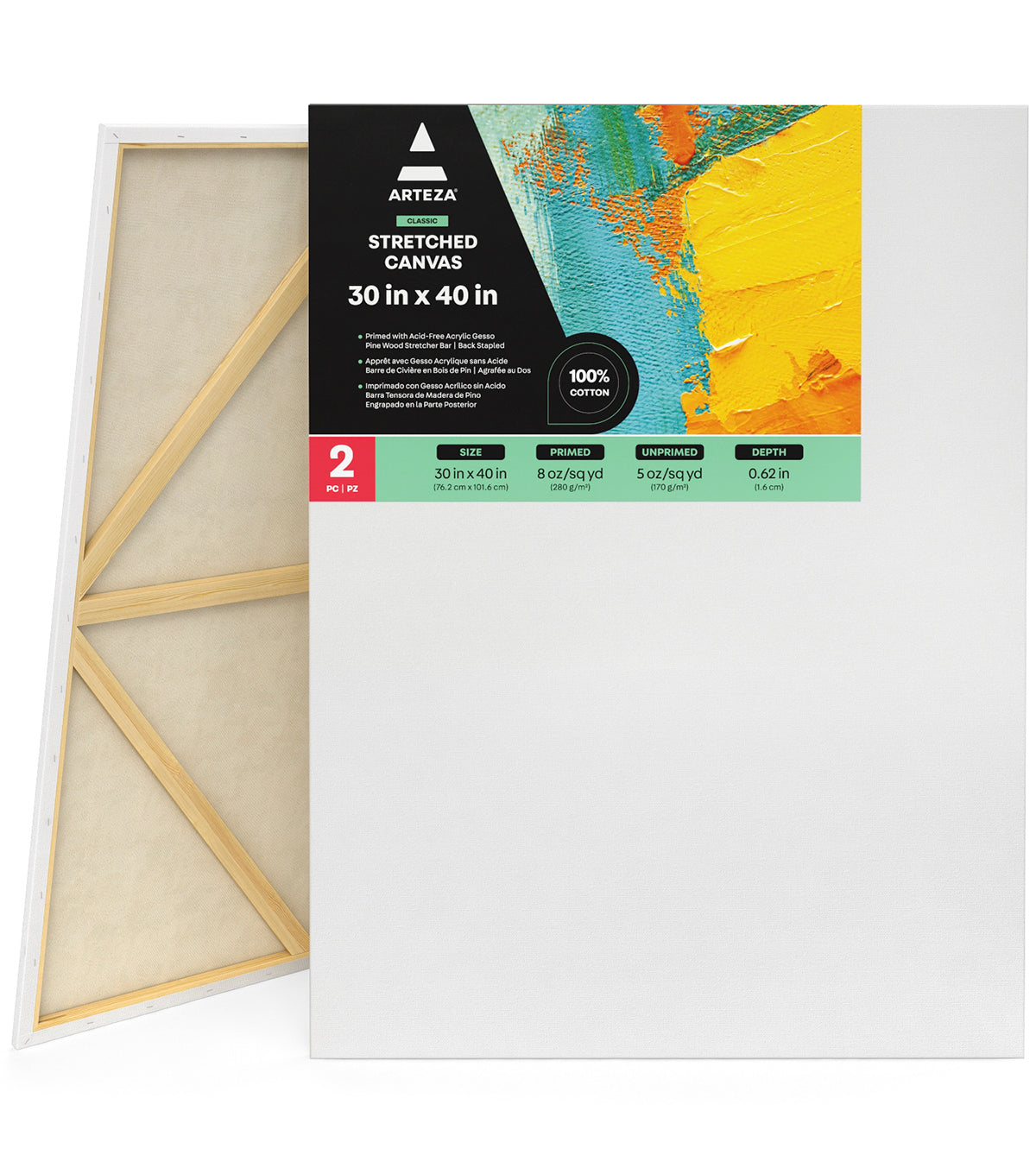 Classic Stretched Canvas, 30" x 40" - Pack of 2