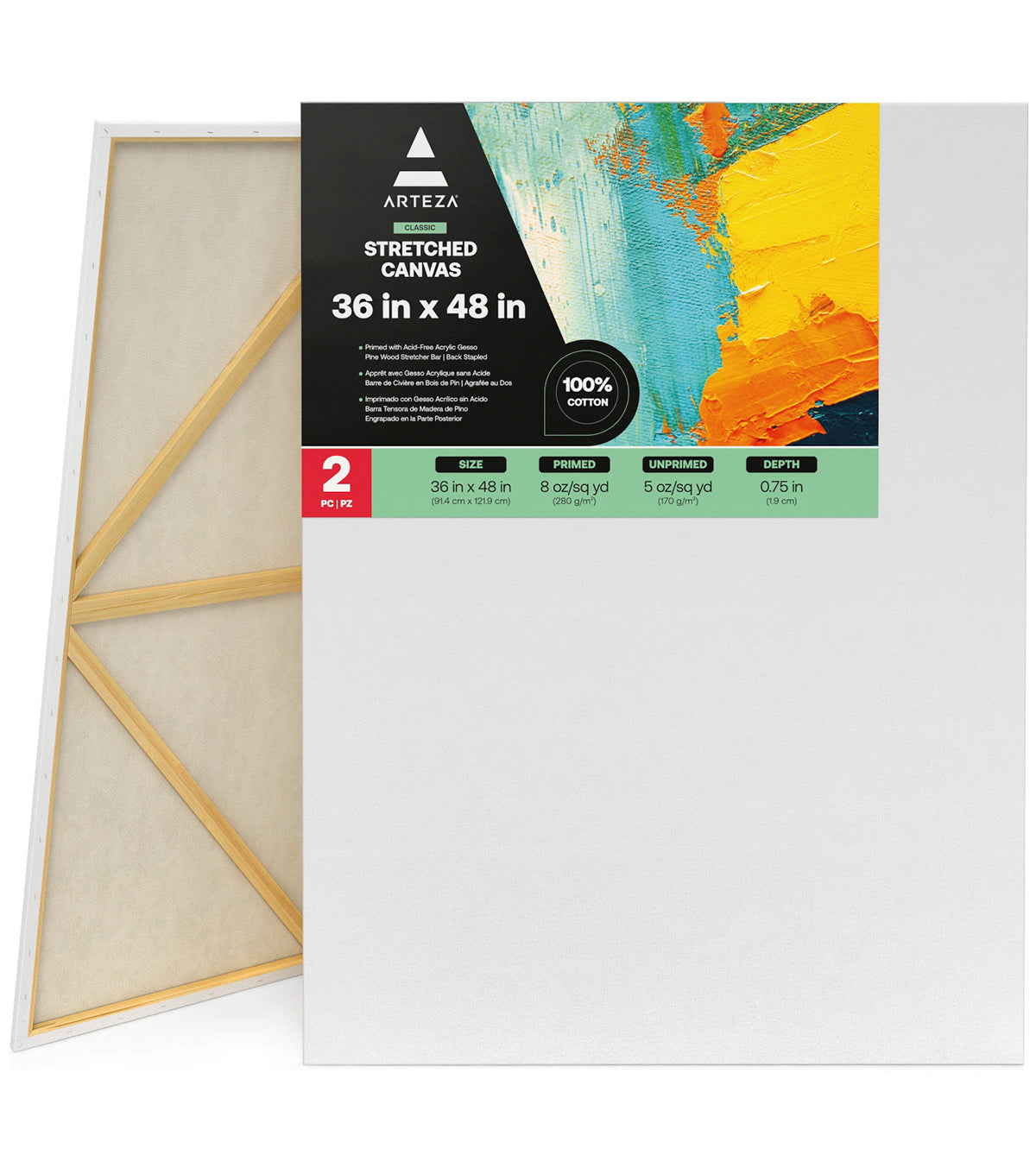 Classic Stretched Canvas, 36" x 48" - Pack of 2