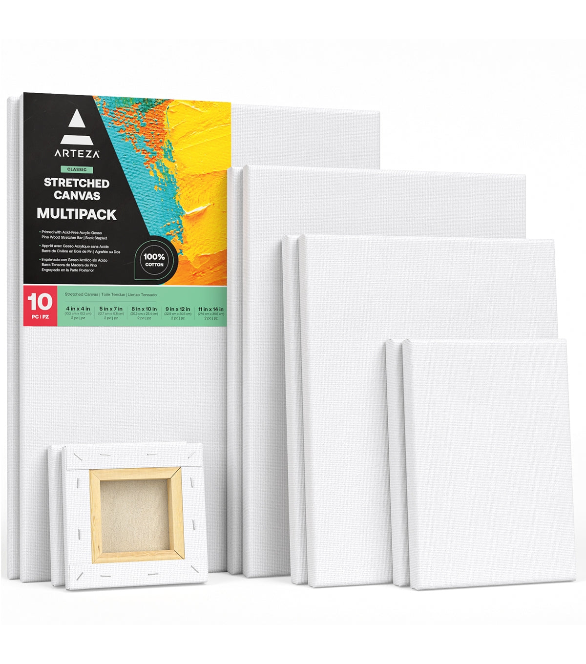 10 Pack Black Stretched Canvas for Painting 9x12 Blank Art Canvases for Paint, Size: 9 x 12