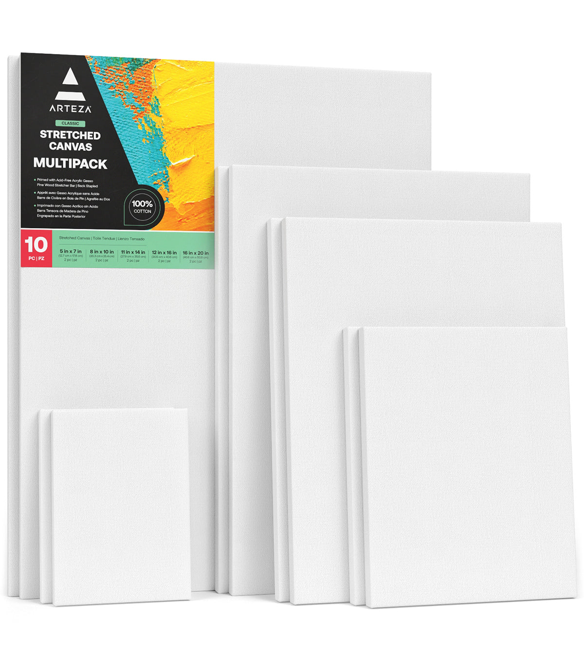 7 Sets Stretched Canvas 11x14 100% Cotton Artist Canvas Boards for  Painting