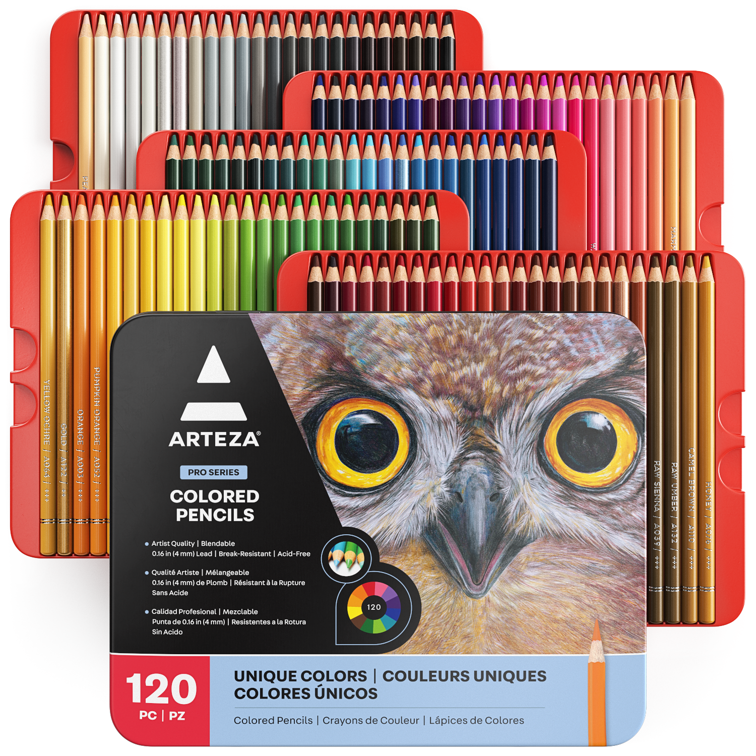 Arteza - Gray-toned Sketchbooks + 120 Colored Pencils +