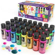 Kids Premium Tempera Paint, Assorted Colors, 2oz Bottles - Set of 32