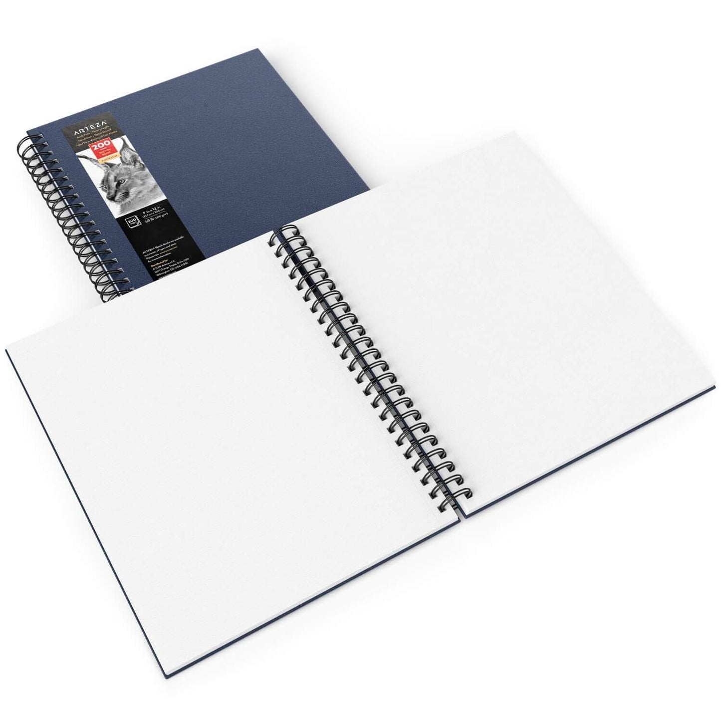 Sketchbook, Spiral-Bound Hardcover, Blue, 9" x 12” - Pack of 2