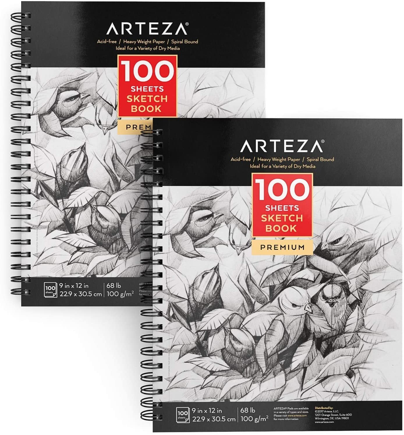 Arteza Watercolor Sketchbook, 9x12-inch, Pink Hardcover Journal, 64 Pages,  140lb/300gsm Watercolor Paper Pad, Spiral-Bound