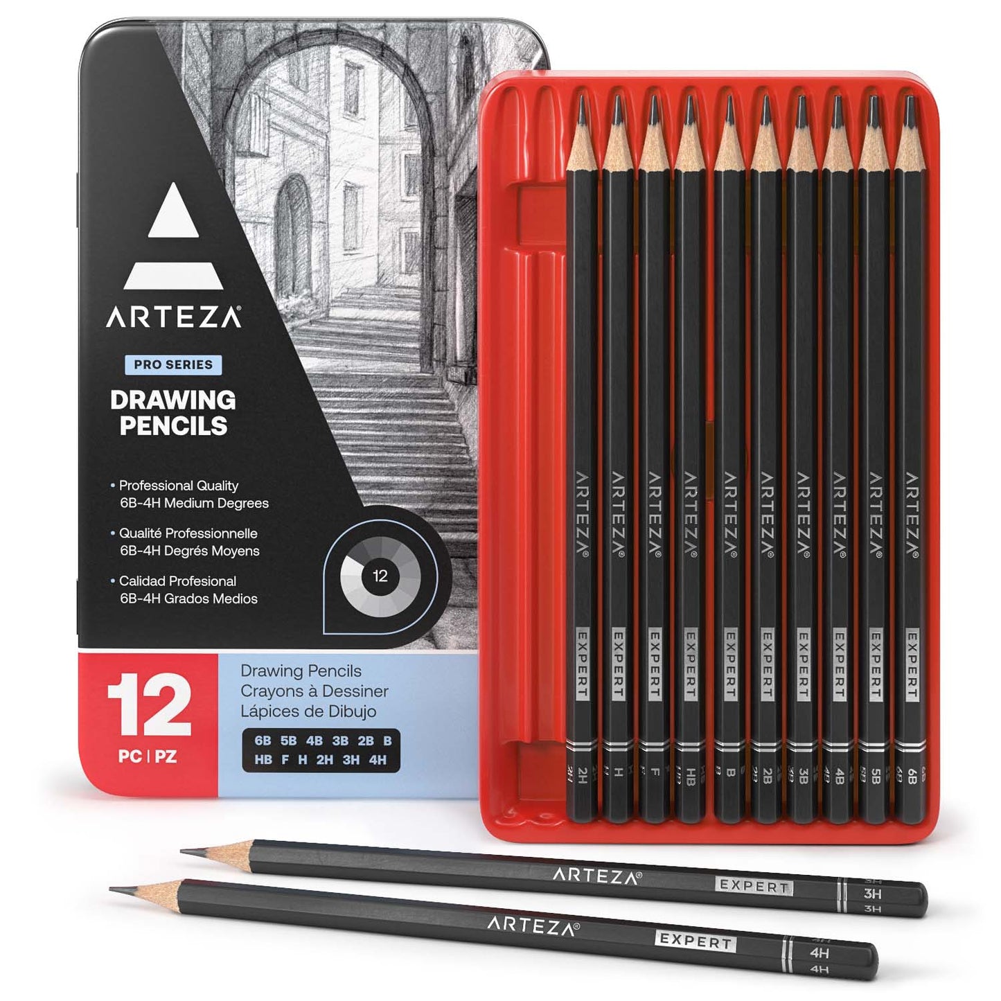 Arteza Pro Series Drawing Pencils Pack of 12
