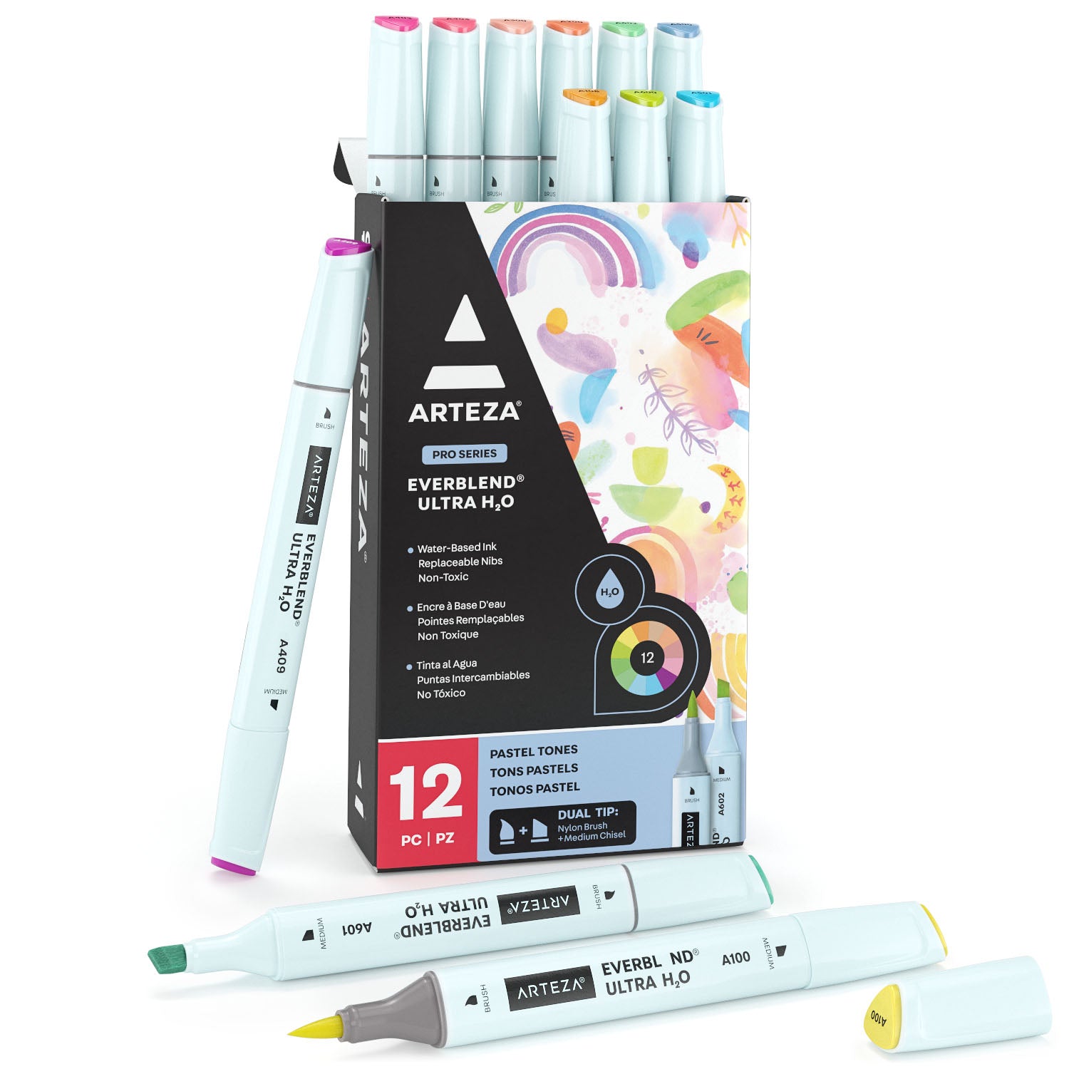oppervlakkig jeugd Materialisme EverBlend Ultra H2O Markers, Pastel Tones - Set of 12 – Arteza.com