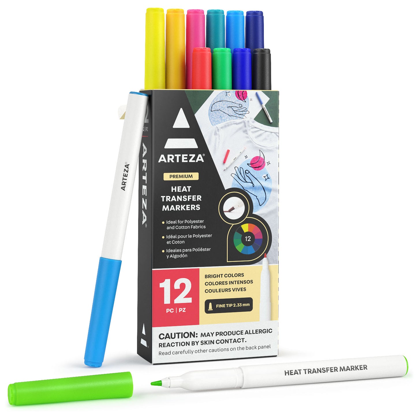 Heat Transfer Markers, Bright Colors - Set of 12