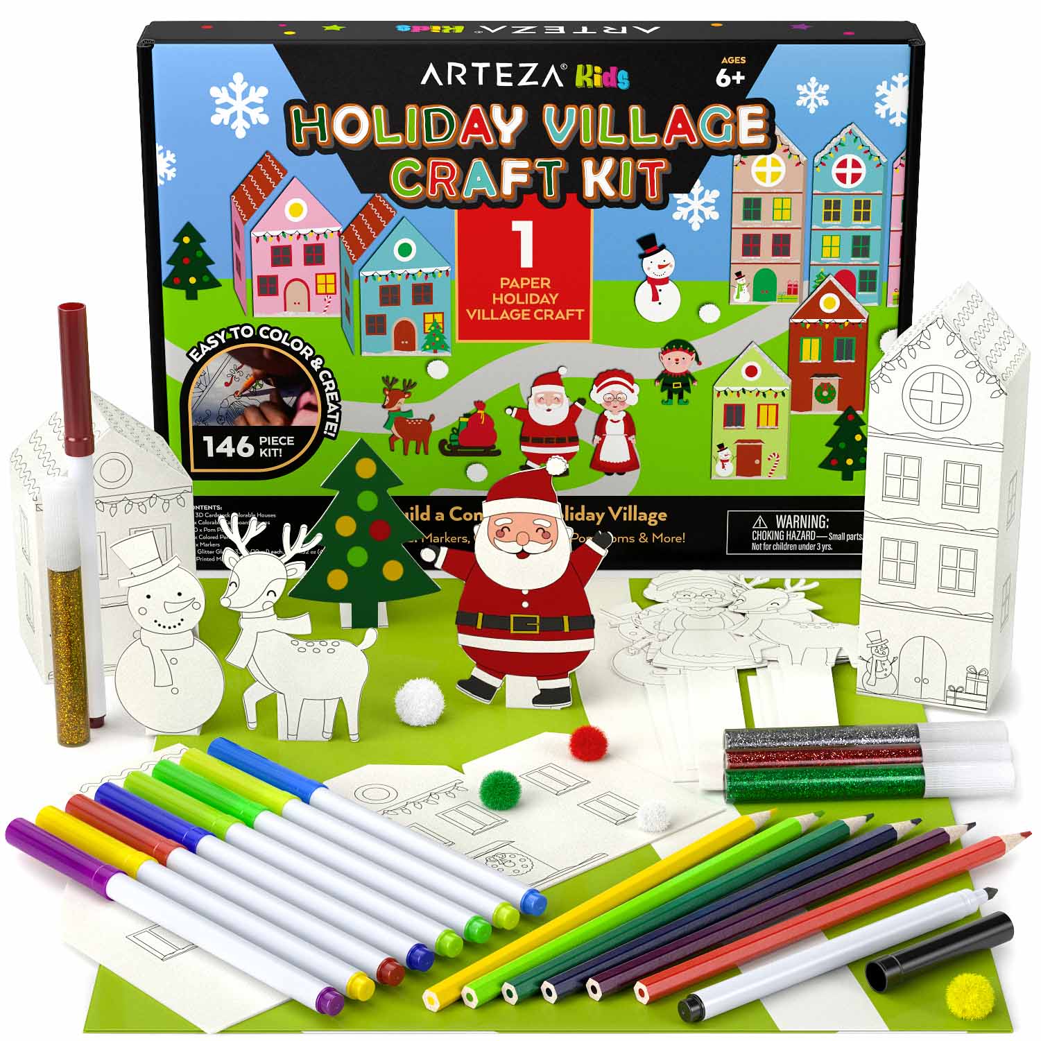 Kids Christmas Coloring Kit Coloring Set of 1 Holiday Activity Book & 12  Dual-tip Markers 