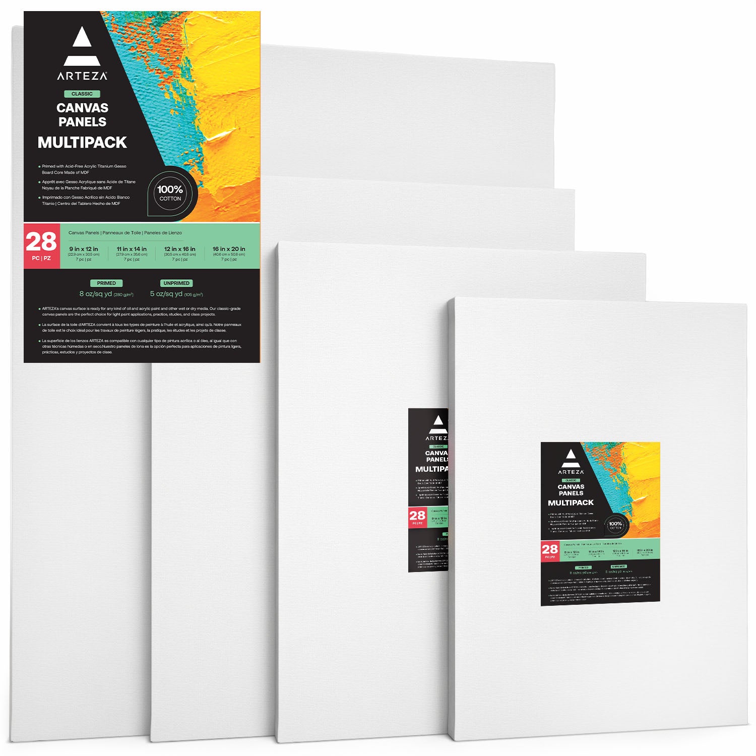 Arteza Canvas Panels, Classic, Black, 11x14, Blank Canvas Boards for  Painting - 14 Pack 