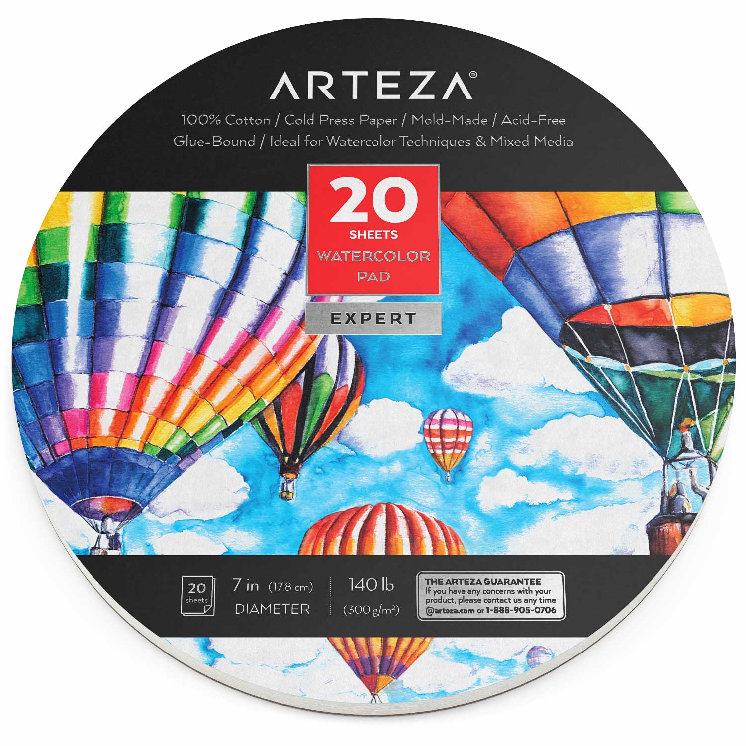 Arteza Watercolor Paper Pad, 9 x 12 Inches, 14 Sheets of Double-Sided  Fine-Grained 100% Cotton Paper, 140-lb, Hot-Press, Art Supplies for  Watercolor Techniques and Mixed Media 1 Pack White