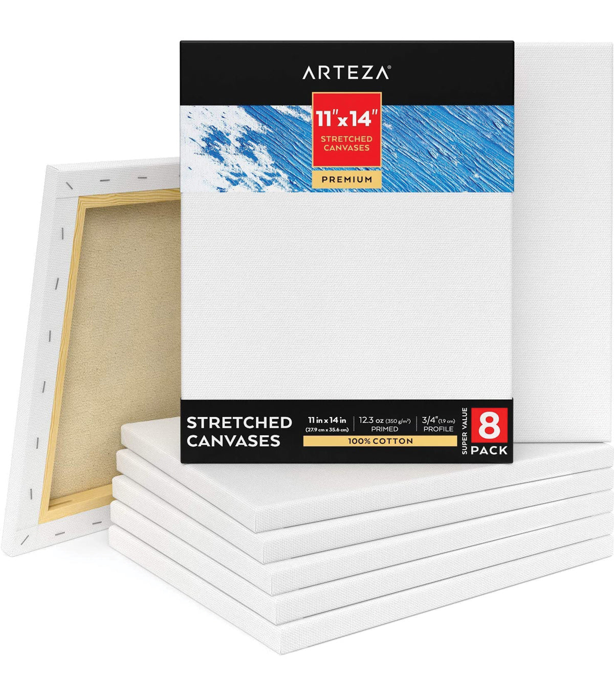 Cotton Canvas Boards for Painting 11x14 / 7 Pack 5/8 Inch 100% Cotton  Stretched Canvas, for Acrylic Paint, Oil Painting 