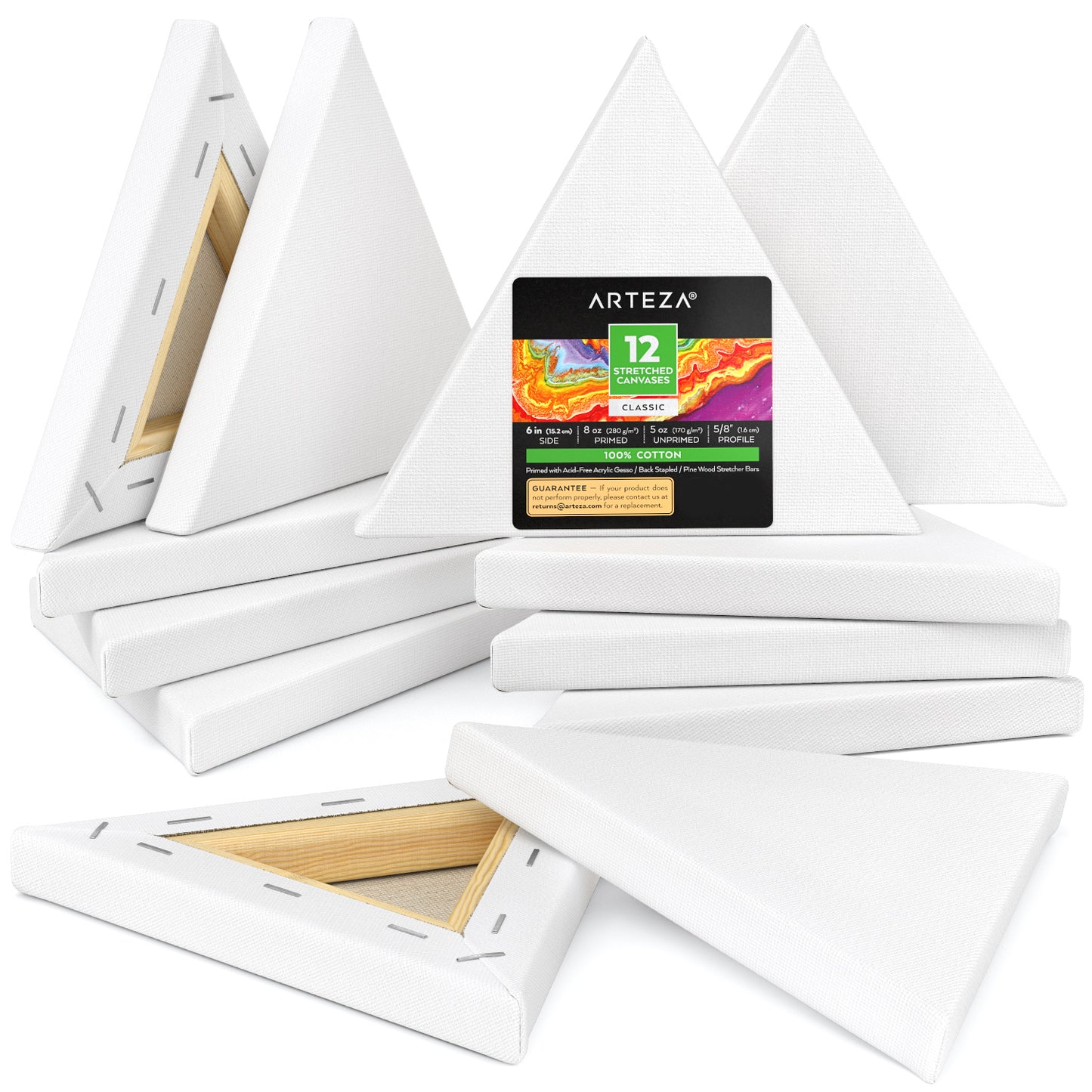 Triangle Stretched Canvas, 6" Sides - Pack of 12