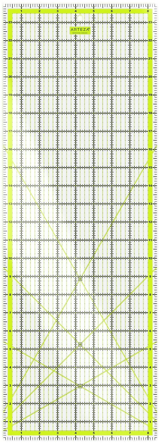 ARTEZA Quilting Ruler, 6 Wide x 12 Long and 2.5 Wide x 18 Long, Laser  Cut Acrylic Quilters' Ruler with Patented Double Color for Quilting, Sewing