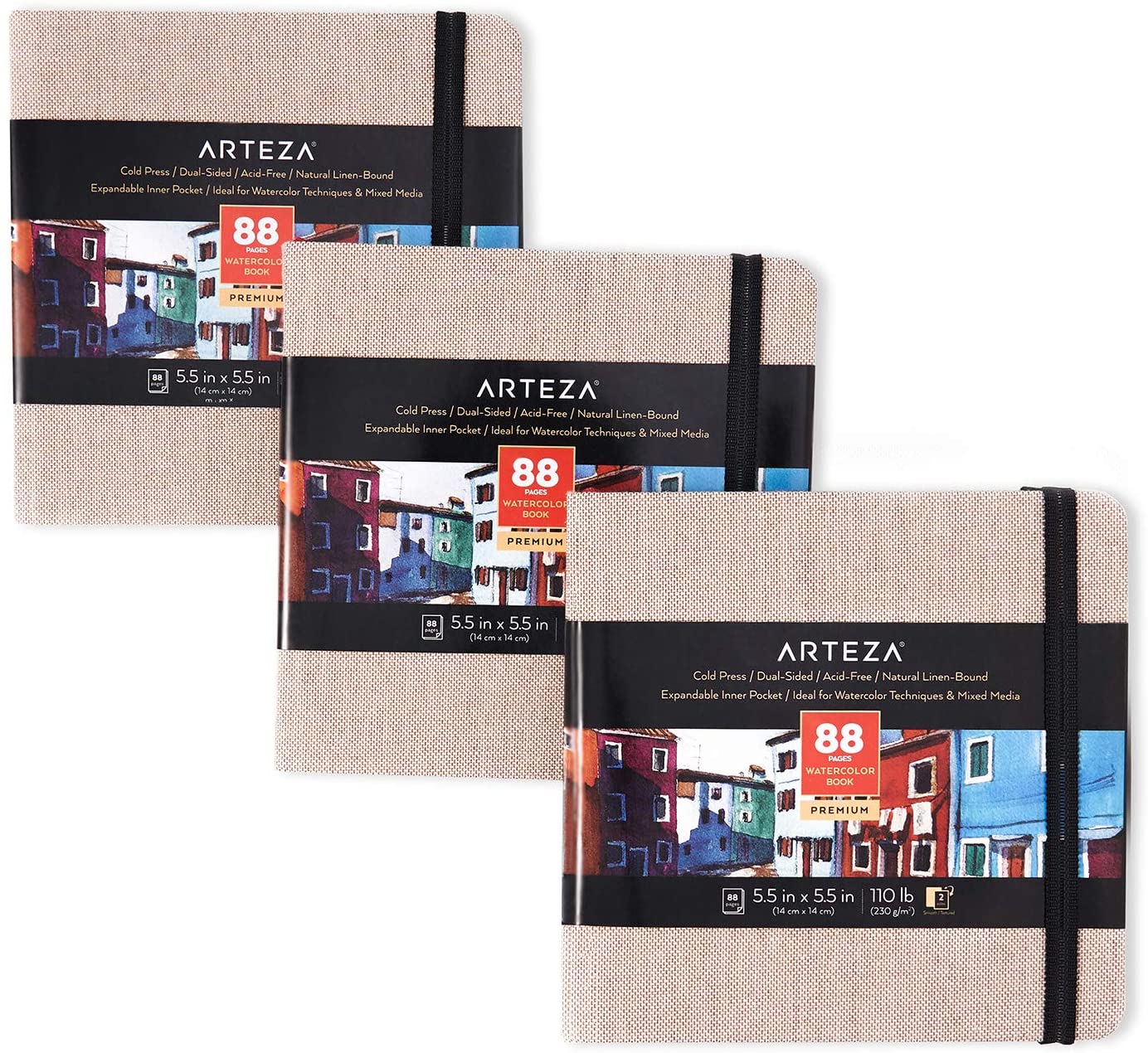 Arteza Watercolor Sketchbook, 8.3 x 5.1 Inches, 76-Page Journal