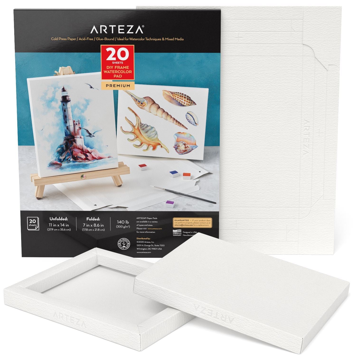 Arteza DIY Foldable 7x8.6 Canvas Frame, Watercolor - 20 Sheets