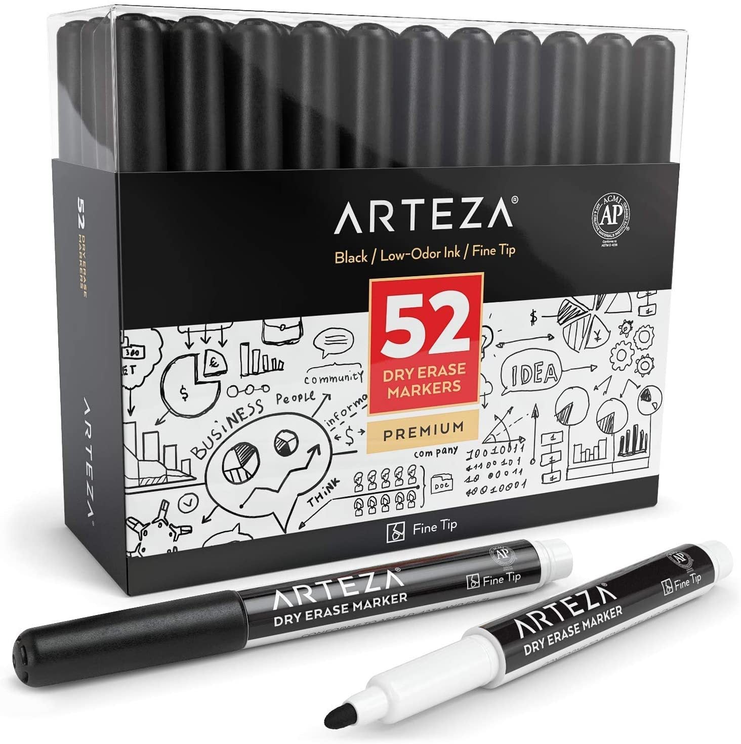 ARTEZA Arteza Fabric Markers, Black- 6 Pack at