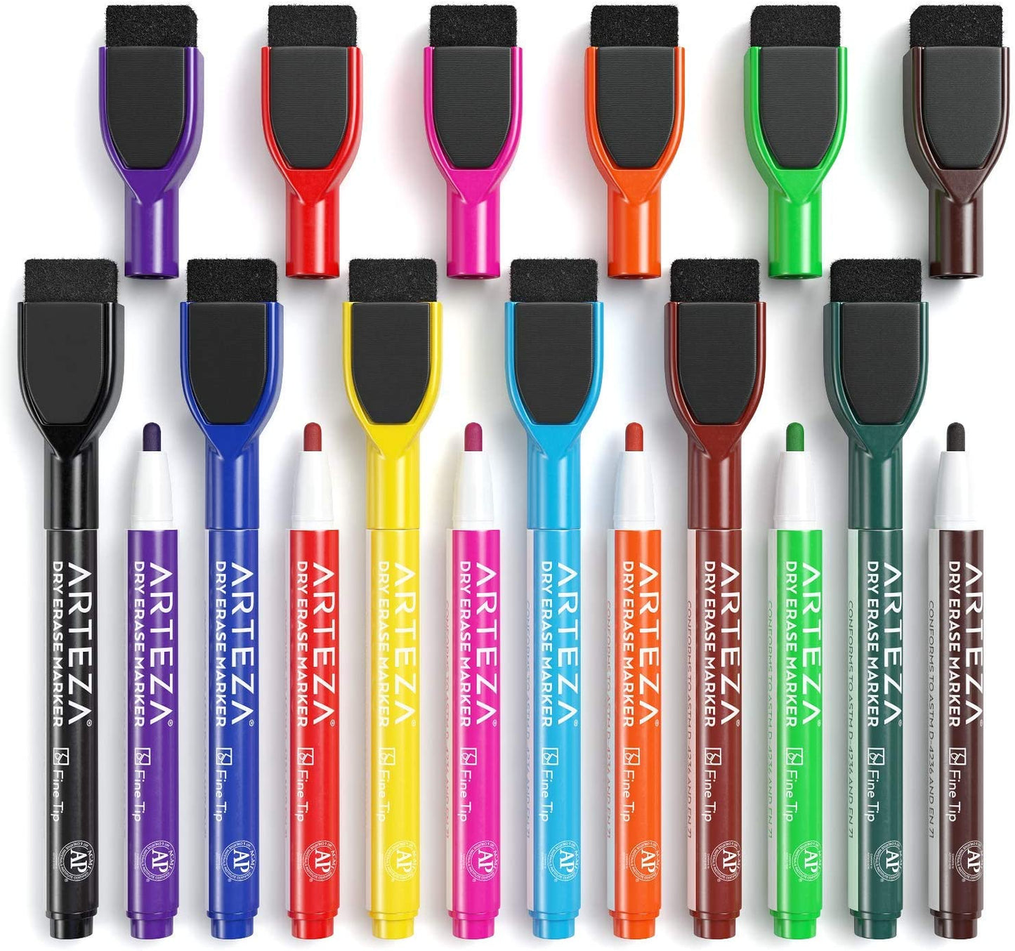 Dry Erase Markers with Magnetic Eraser Caps, Fine Tip - Set of 24