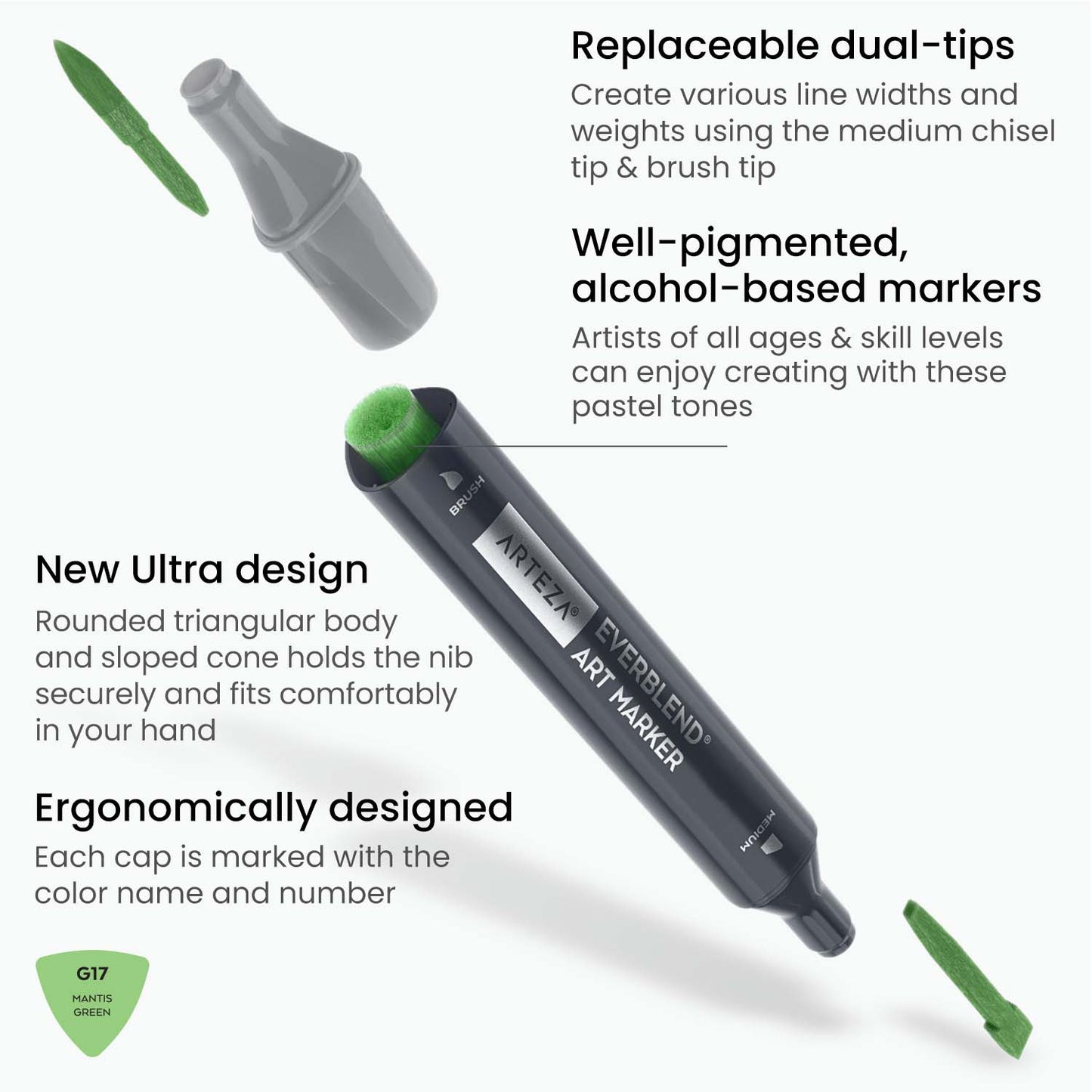 EverBlend™ Ultra Art Markers, Brush Nib, Pastel Colors - Set of 12