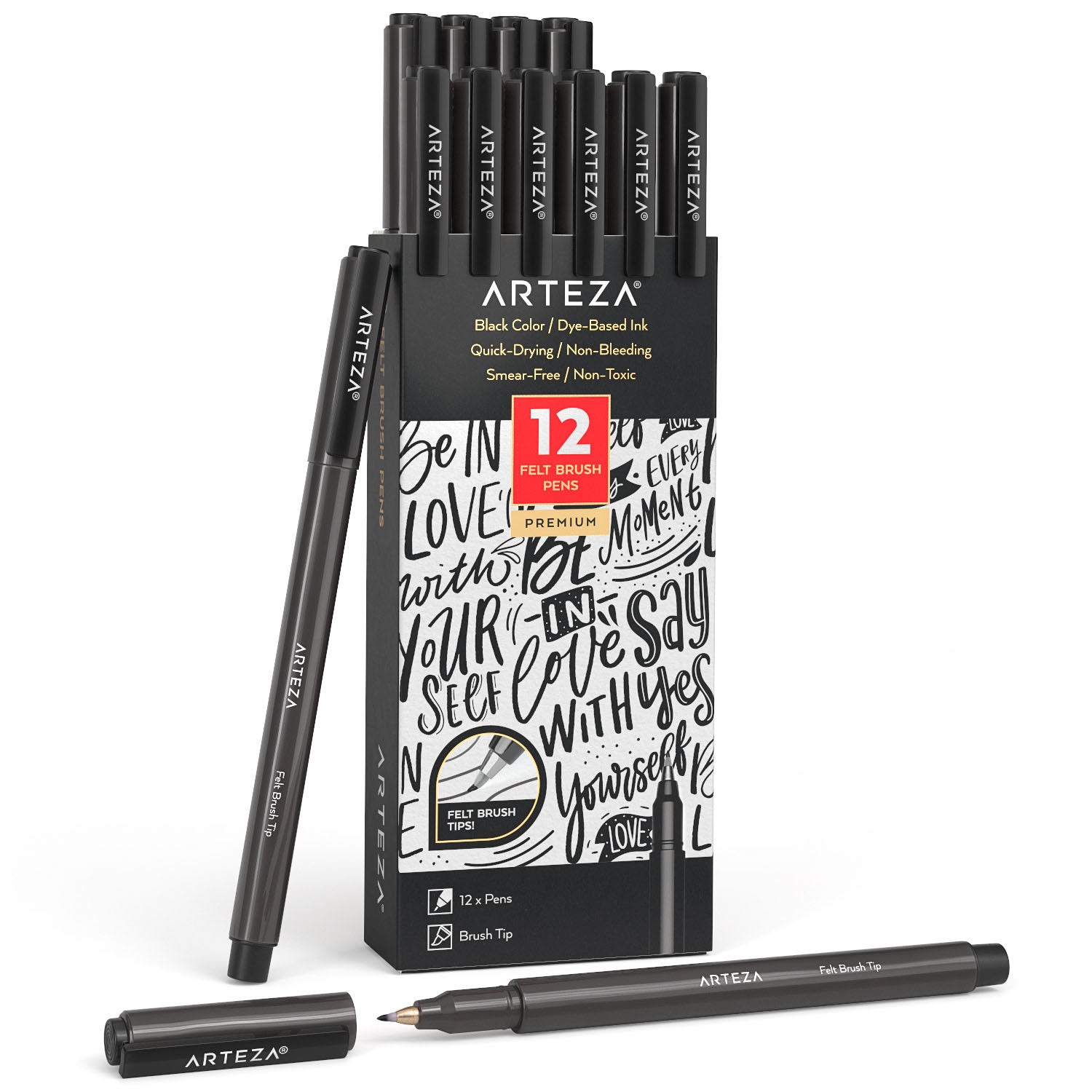 Arteza arteza real brush pens, set of 12 paint markers with