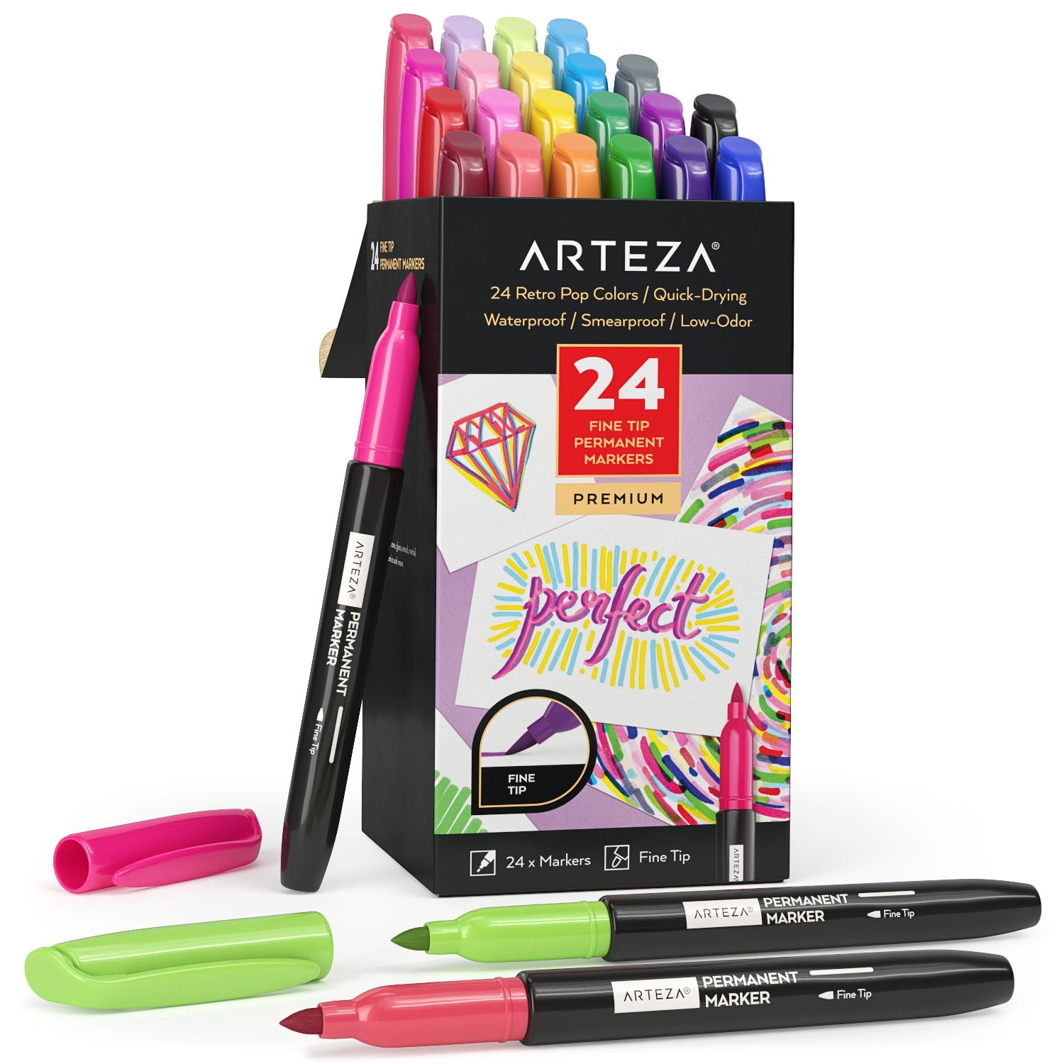 Felt Tip Pens, Sherbet - Set of 24 by Arteza