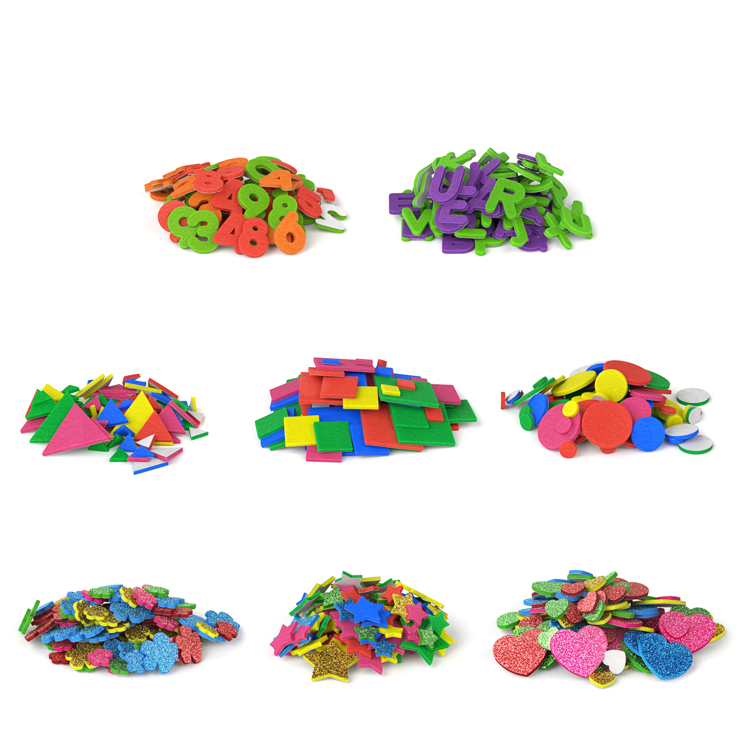 Foam Shapes, Self-Adhesive, 1000 Pieces