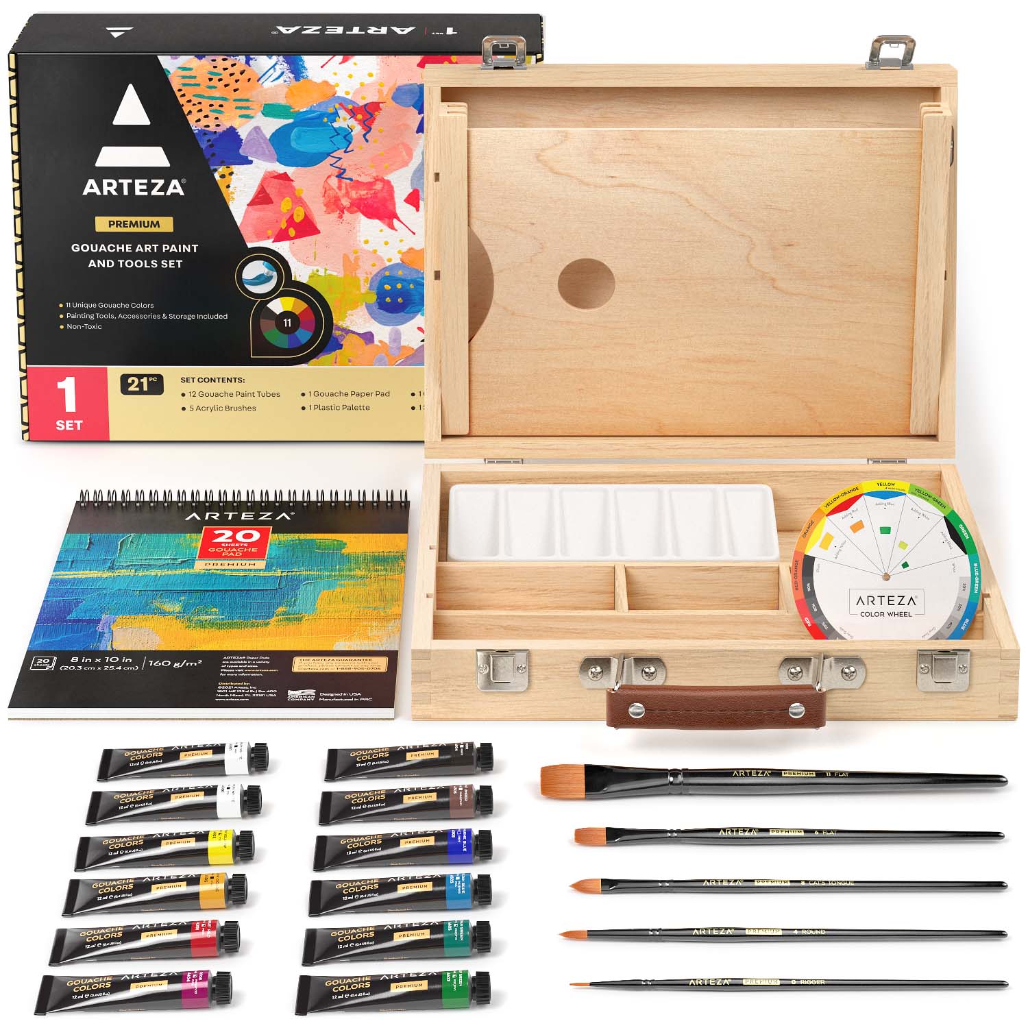  ARTEZA Gouache Colors and Canvases Bundle, Painting Art  Supplies for Artist, Hobby Painters & Beginners
