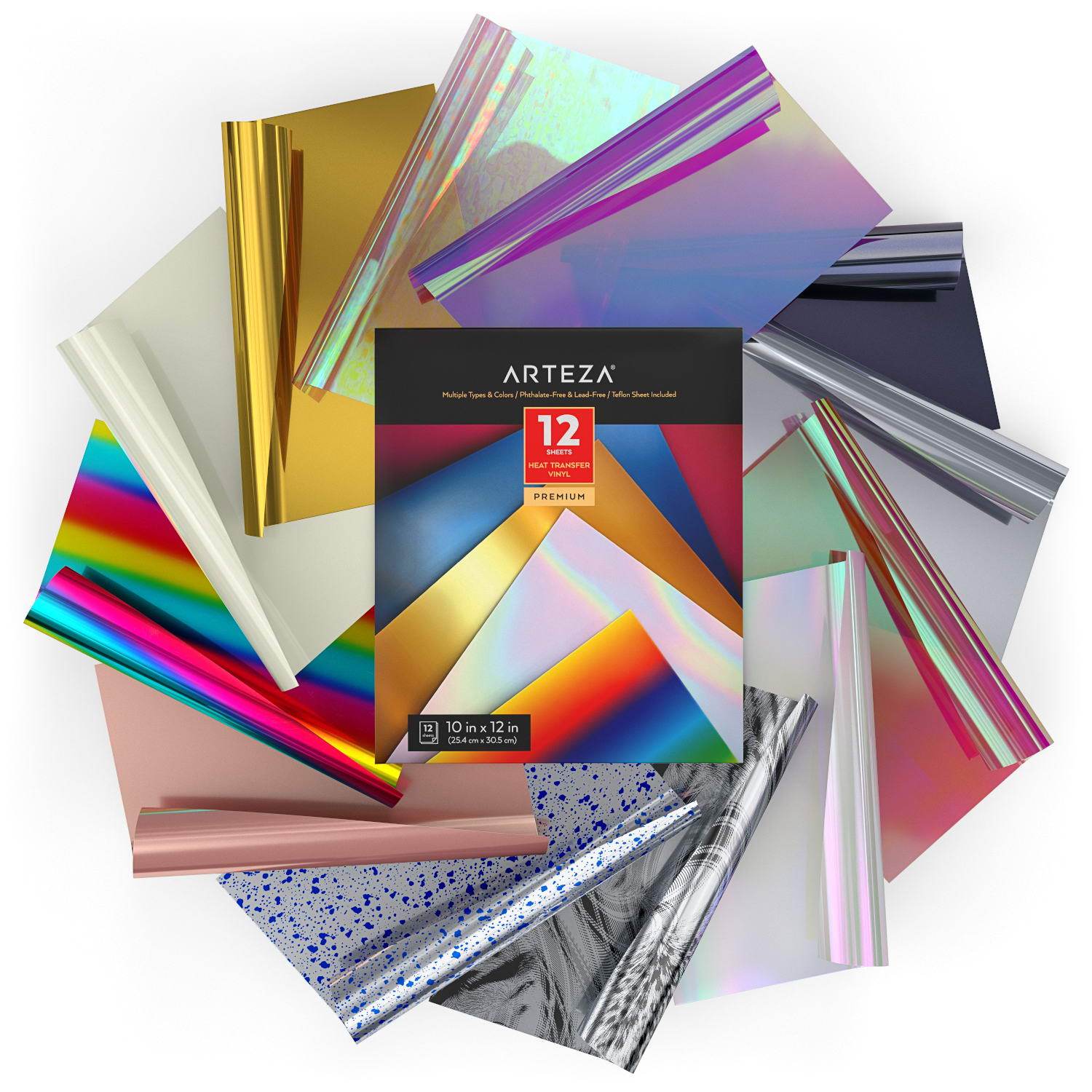 12 Pcs Heat Transfer Vinyl for Cricut Multiple Colors Glitter Vinyl  12''X10