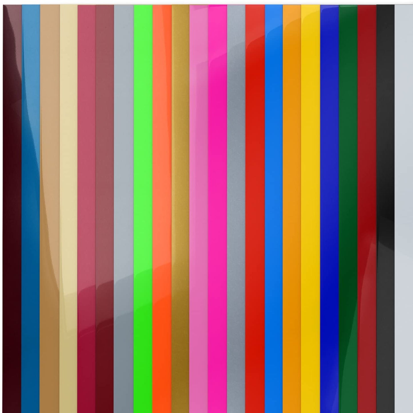 Heat Transfer Vinyl, Assorted Colors, 10" x 12" Sheets - Set of 22
