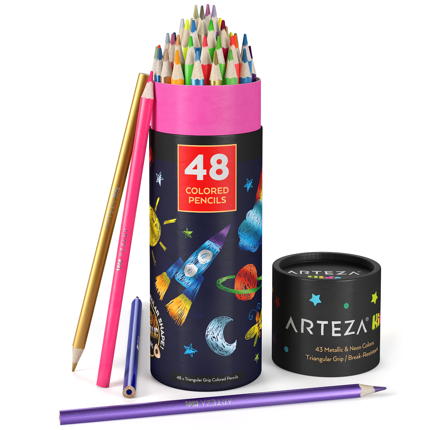 Arteza ARTEZA Colored Pencils, Professional Set of 48 Colors, Soft