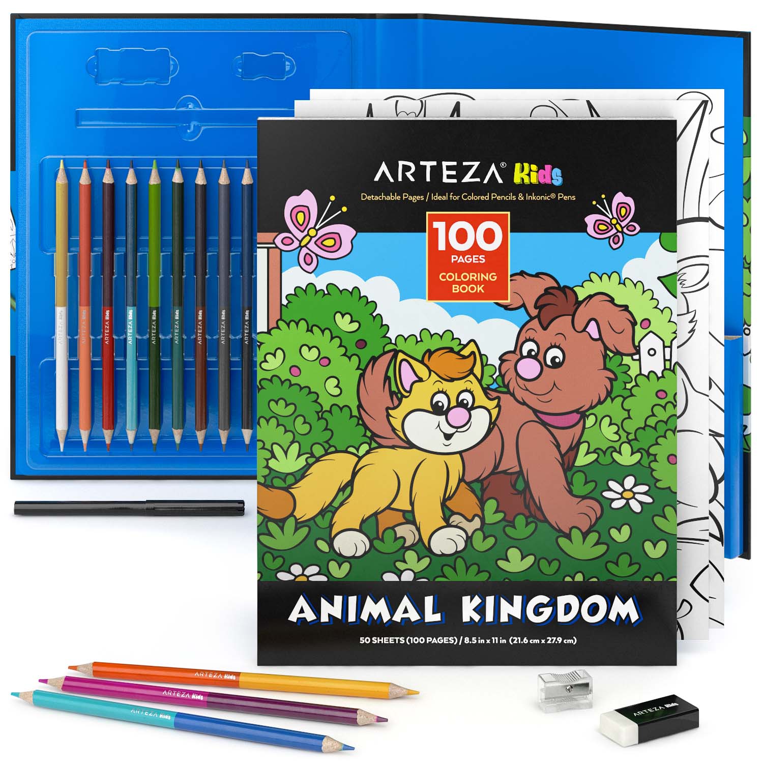 Arteza Kids Animals Paint Kit, 4 8x8 Canvases, Brushes, & Paints