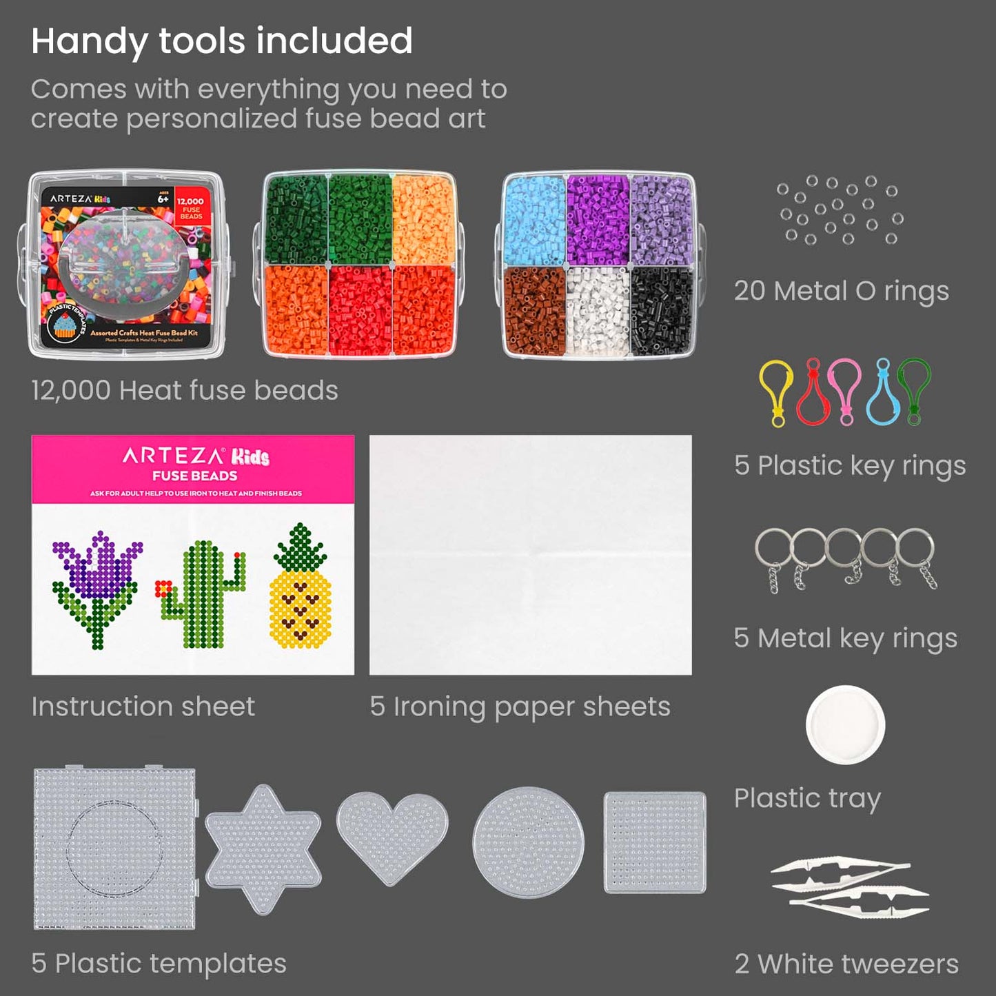 Kids Fuse Beads Kit, Basic Theme