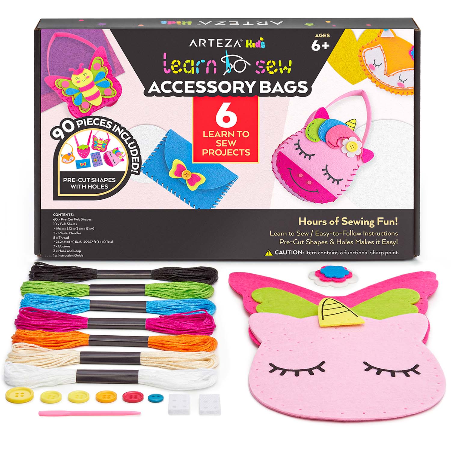  Rtudan First Sewing Kit for Kids, Include 6 Cross-Body Sewing  Bags, 1 Craft Scissors, 1 Beautiful Gift Bag, Learn to Sew Educational  Toys, Kids Sewing Crafts Supplies, Girls Craft Gifts DIY