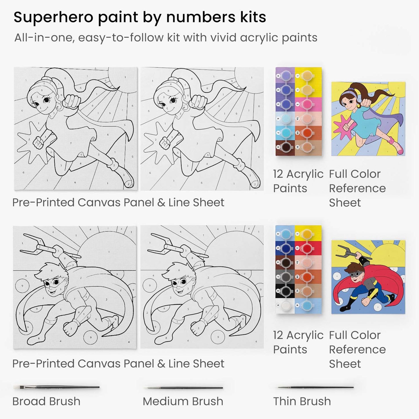 Kids Paint by Numbers Kit, Superheroes