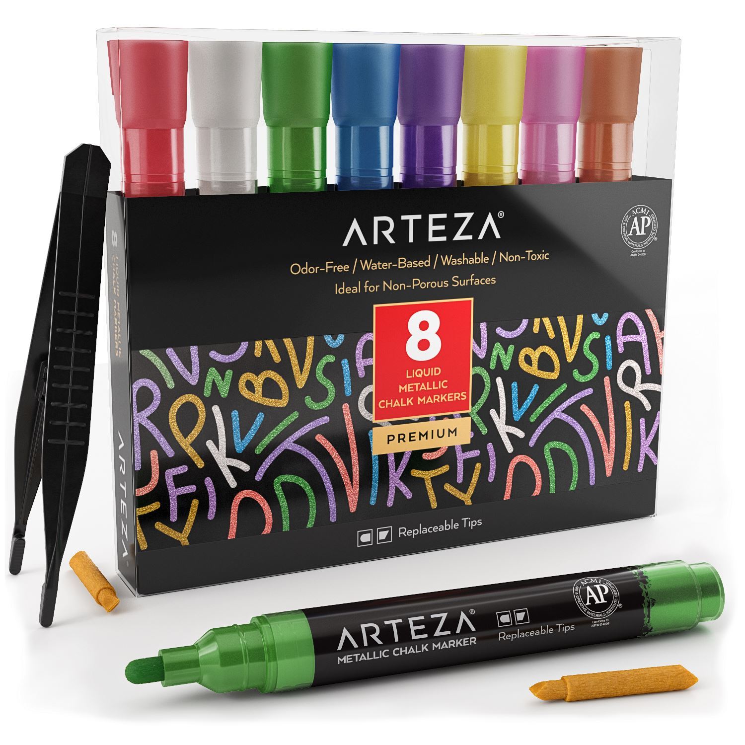 Arteza Kids Colored Chalkboard Chalk, Set of 12, Washable Dustless Chalk  with Holders, Art Supplies for Spring and Summer Activities, Playtime, and