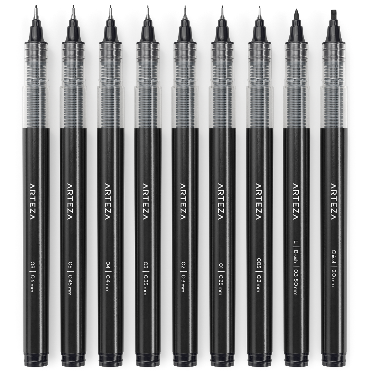 Liquid Micro Line Pens, Black Japanese Ink, Assorted Nibs - Set of 9