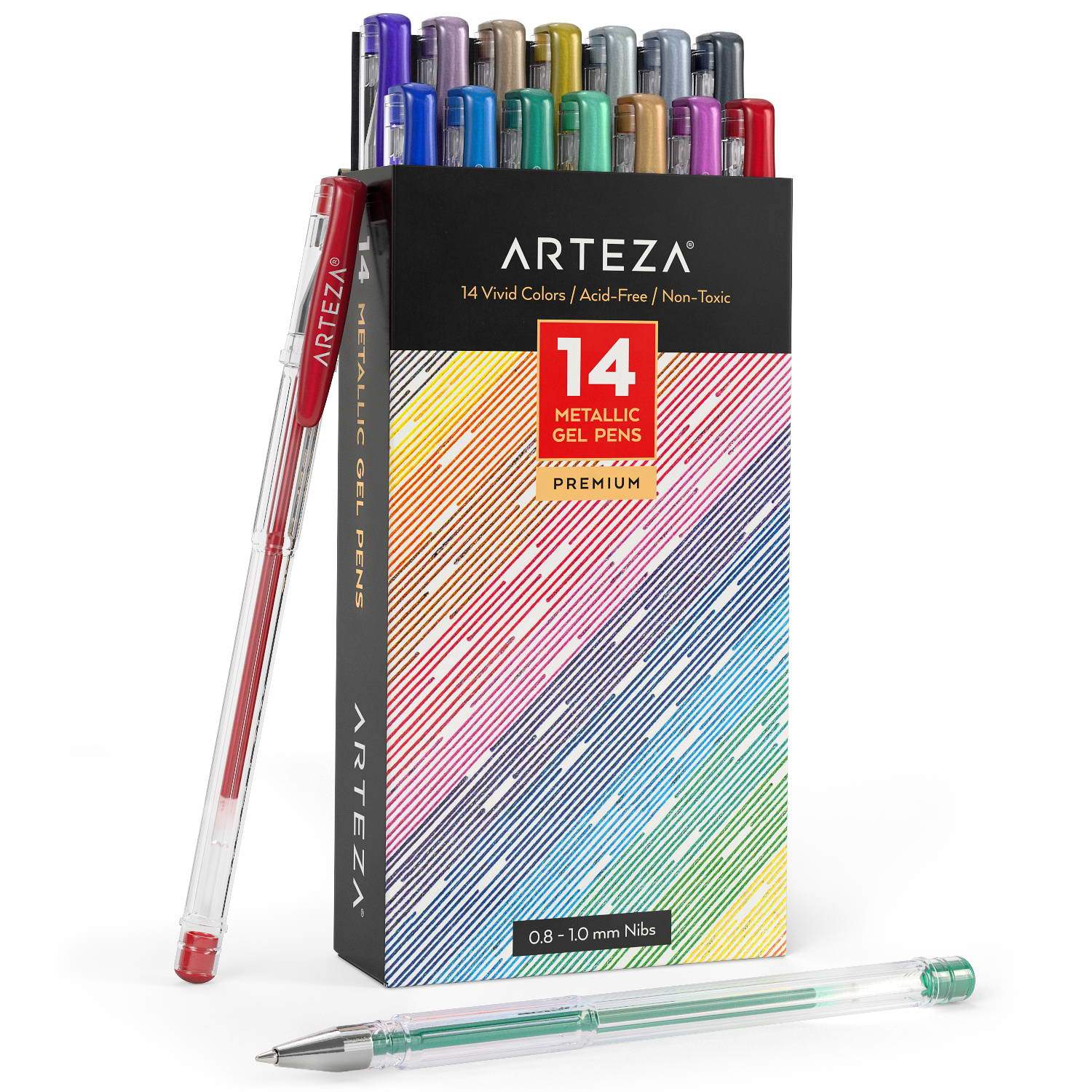 Arteza Gel Ink Pens, Metallic, Set of 14