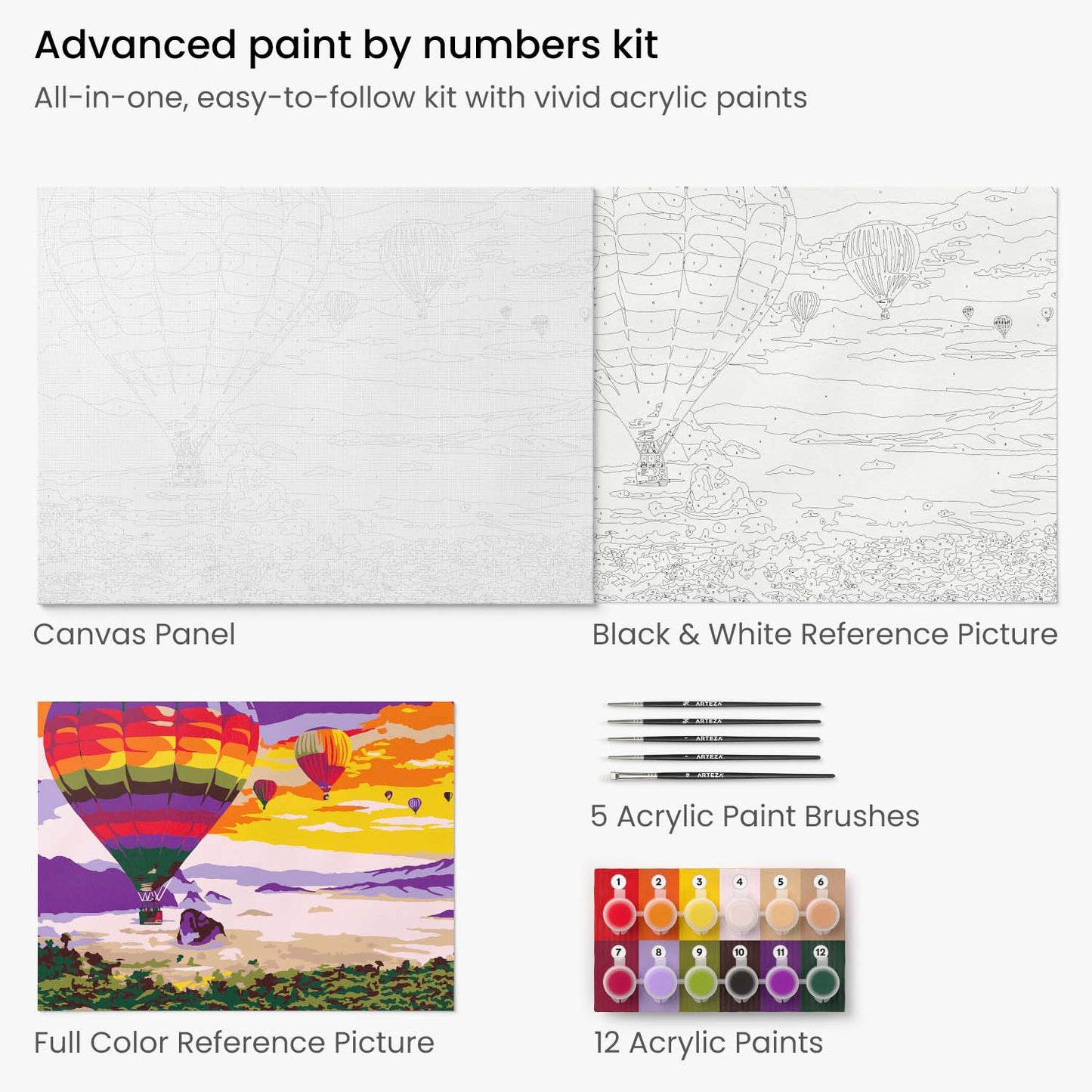 Paint by Numbers, Hot Air Balloon -Advanced Level Kit