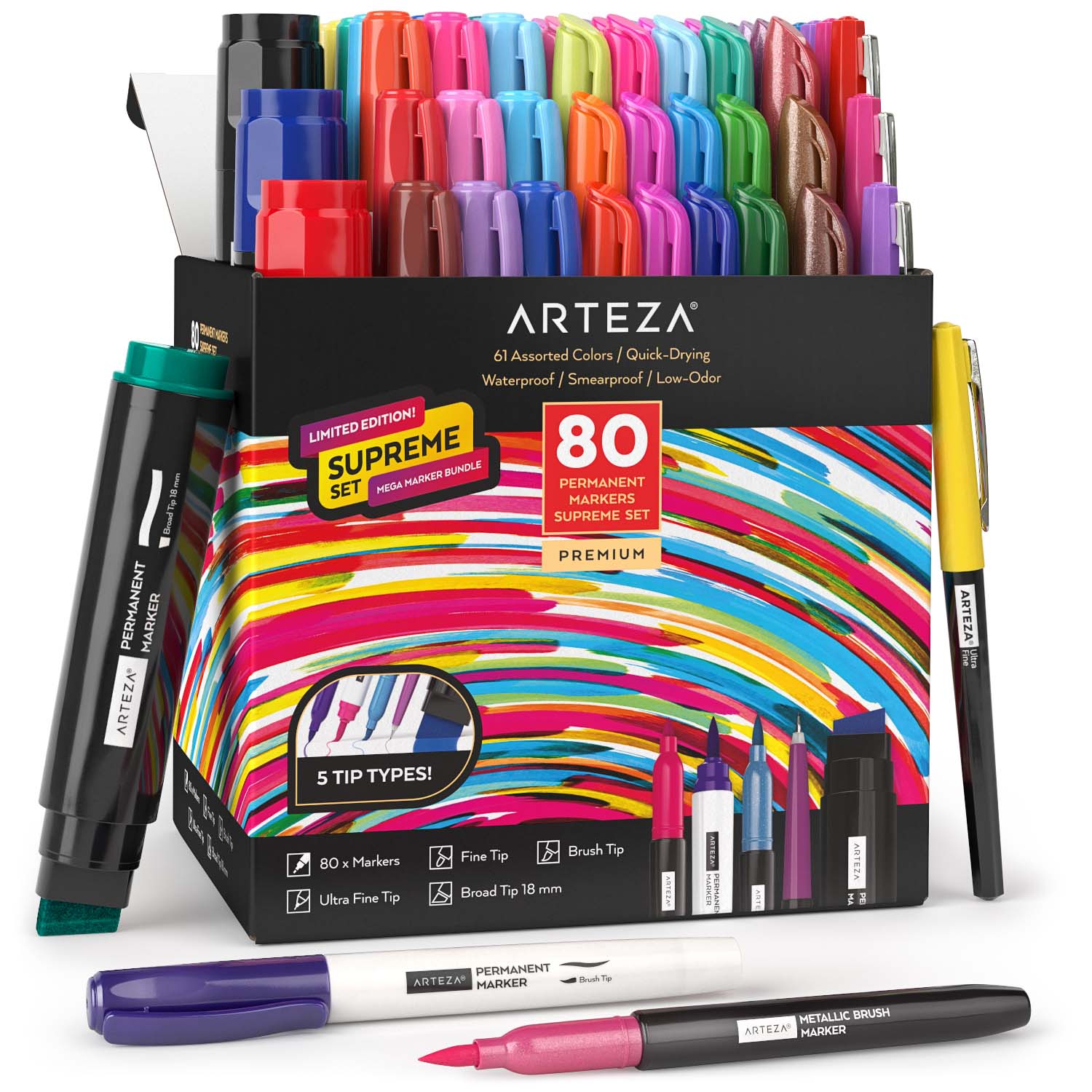 Permanent Markers Ultimate Supreme Set, Assorted - 80 Pieces