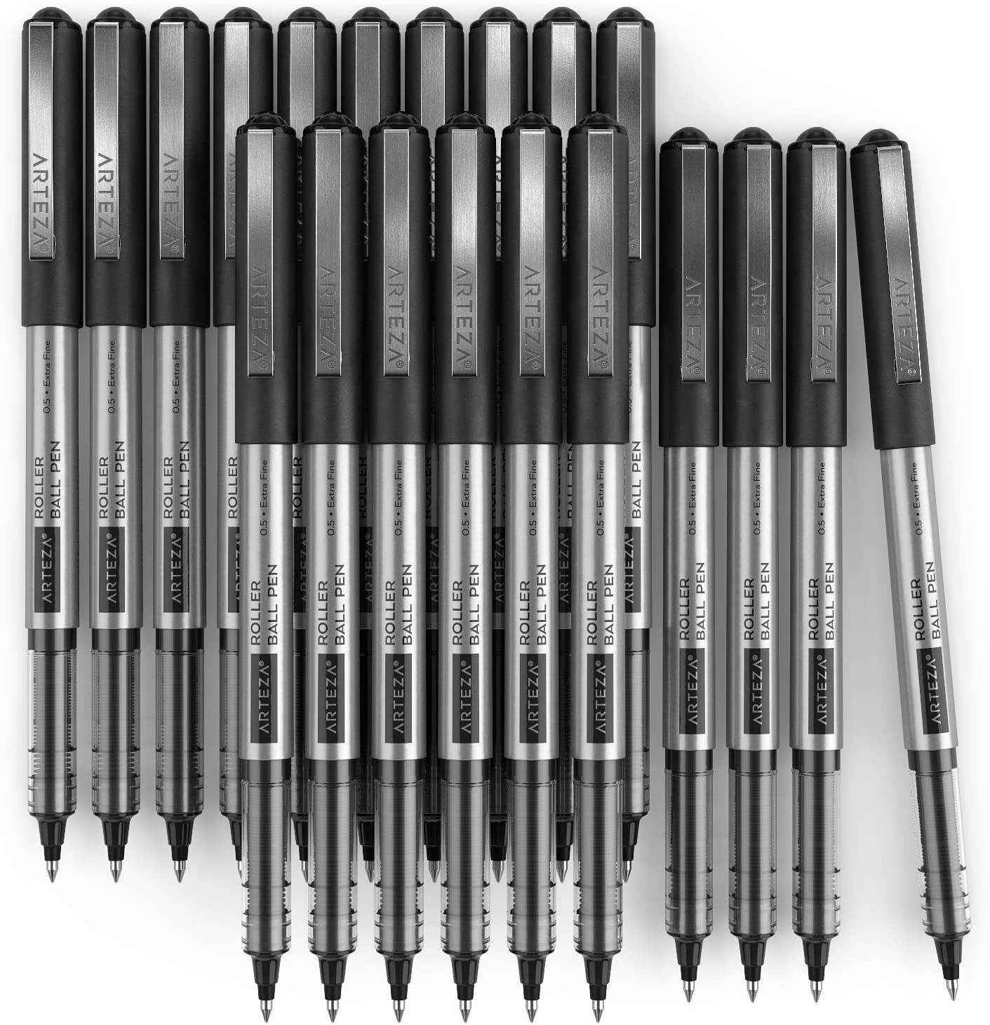 Roller Ball Pens, Black, 0.5mm Extra Fine Nib - Set of 20
