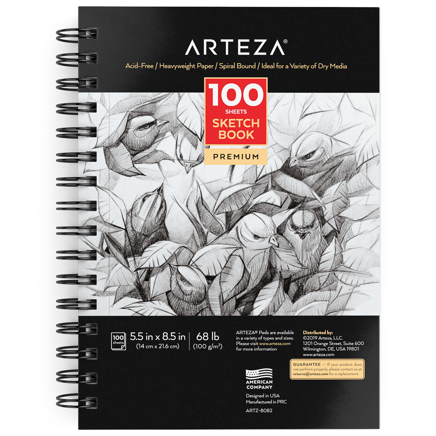 Arteza 5.5 inchx 8.5 inch 100 Sheets Spiral Bound Sketch Book - Bright  White, Pack of 3 for sale online