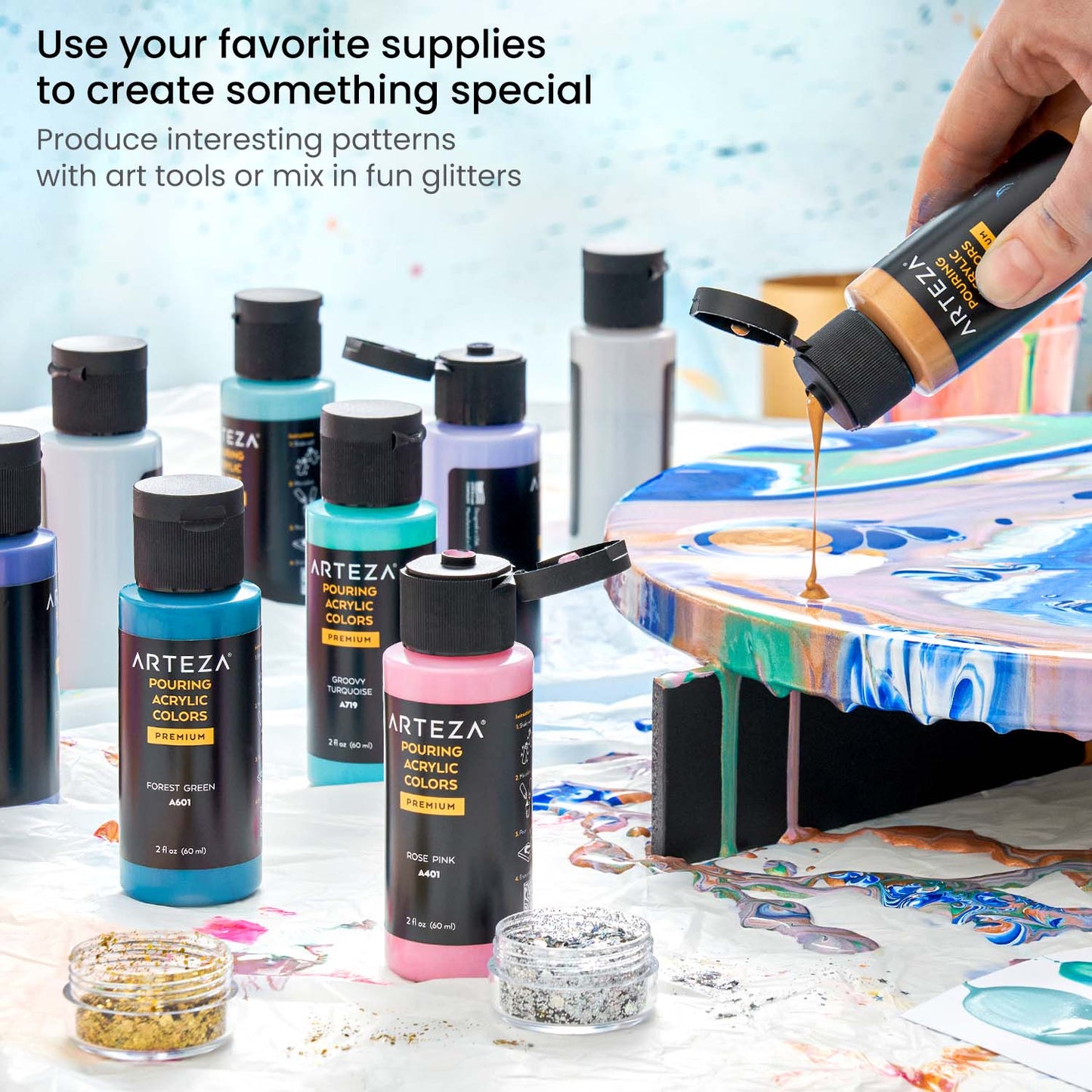 Winter Acrylic Pouring Paint and Tool Art Set, 30 Pieces