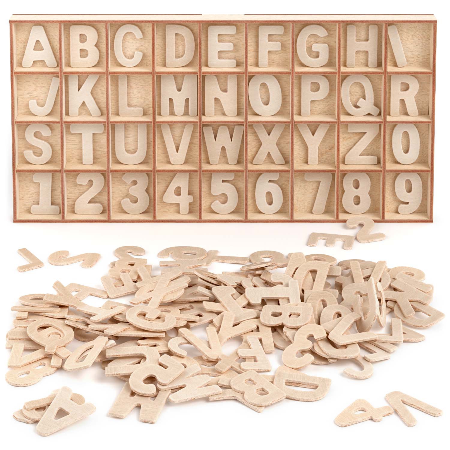 124 Pcs Wooden Letters 2 Inch for Crafts Unfinished Capital Wooden Alphabet  Letters and Numbers Focal20 Small Wood Letters for DIY Painting Arts Home