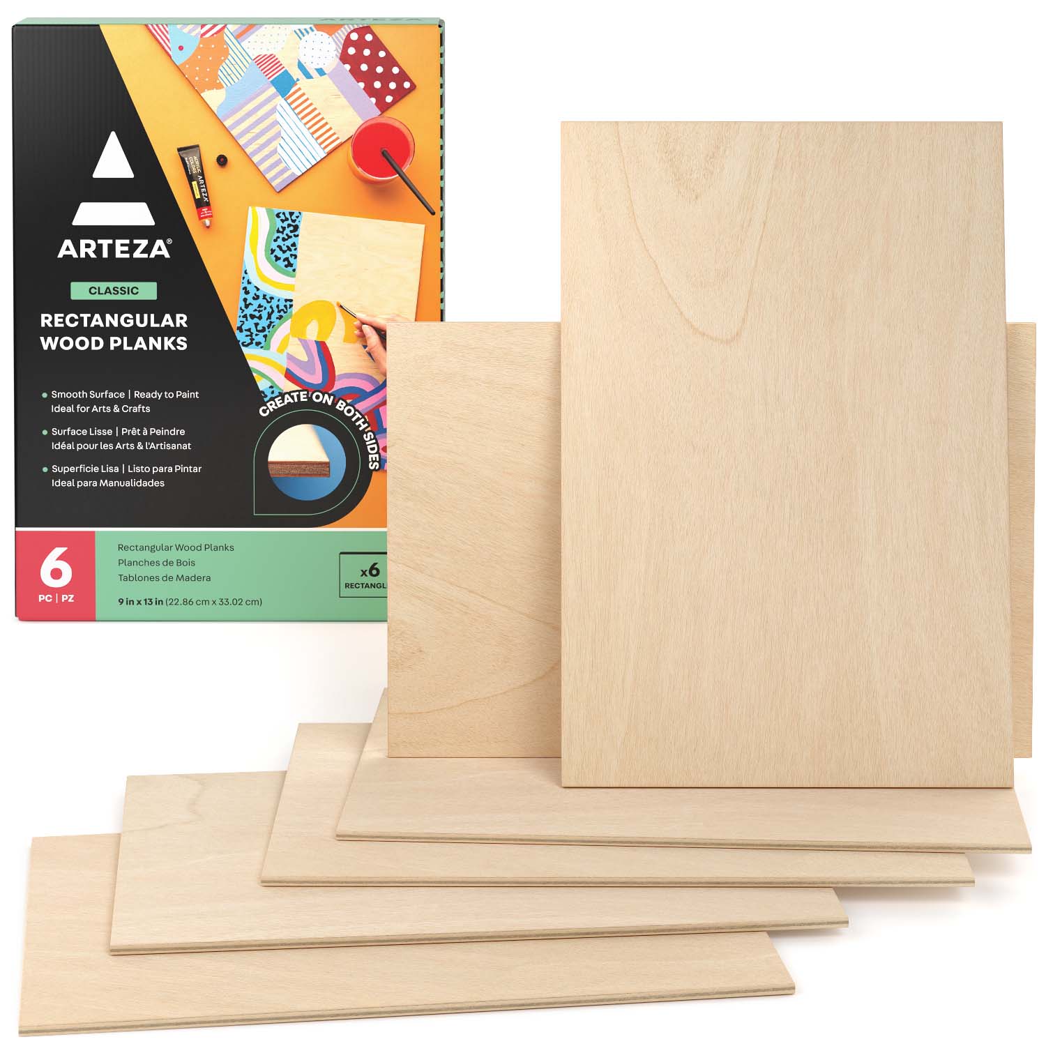 Good Wood by Leisure Arts - Rectangle W/ Handle Lg 13x7.5x.75 Wood  Panel, Wood Board, Wood Craft, Wood Blanks, Thin Wood Boards for Crafts,  Wooden