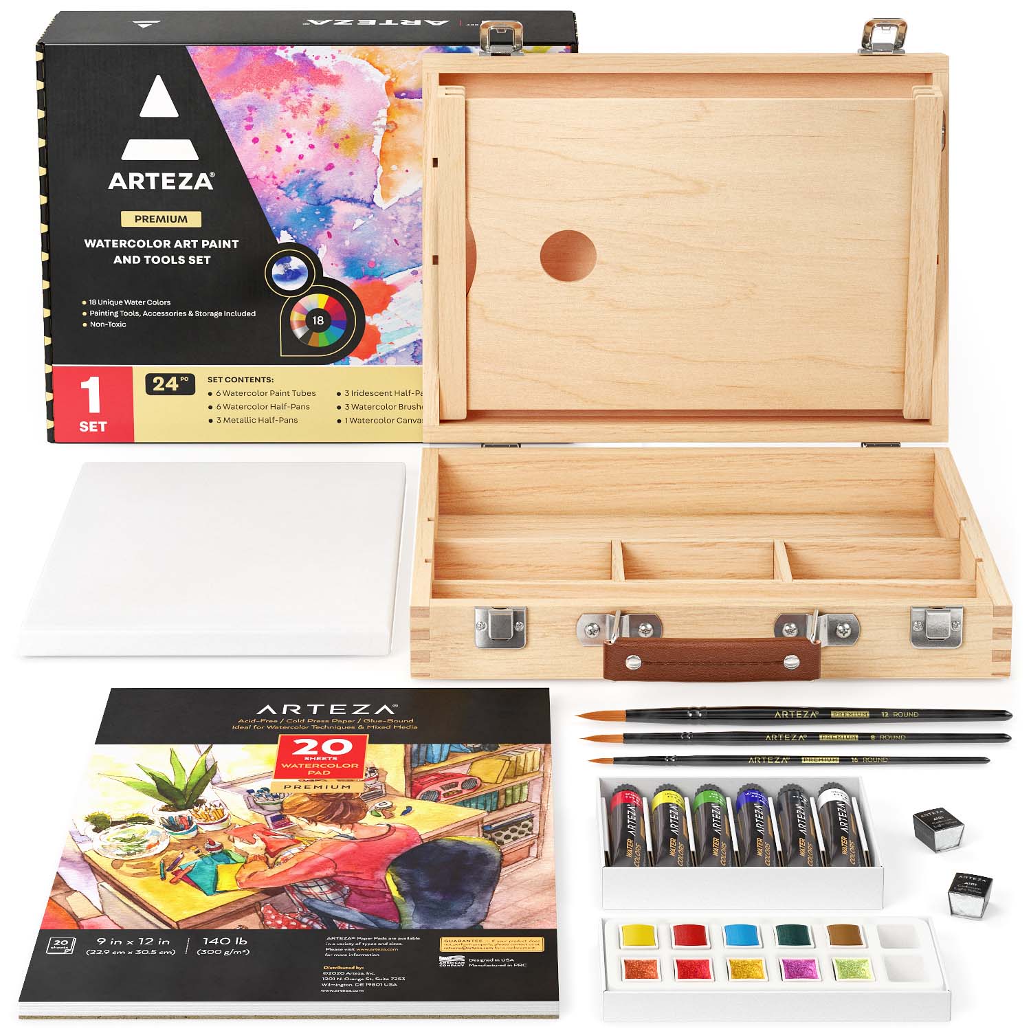 30 Piece Canvas Kit Art and Craft Painting Supplies Set Includes 9  Different Sized Canvases Board 12 Acrylic Paint Colors 1 Easel Stands 7  Brushes