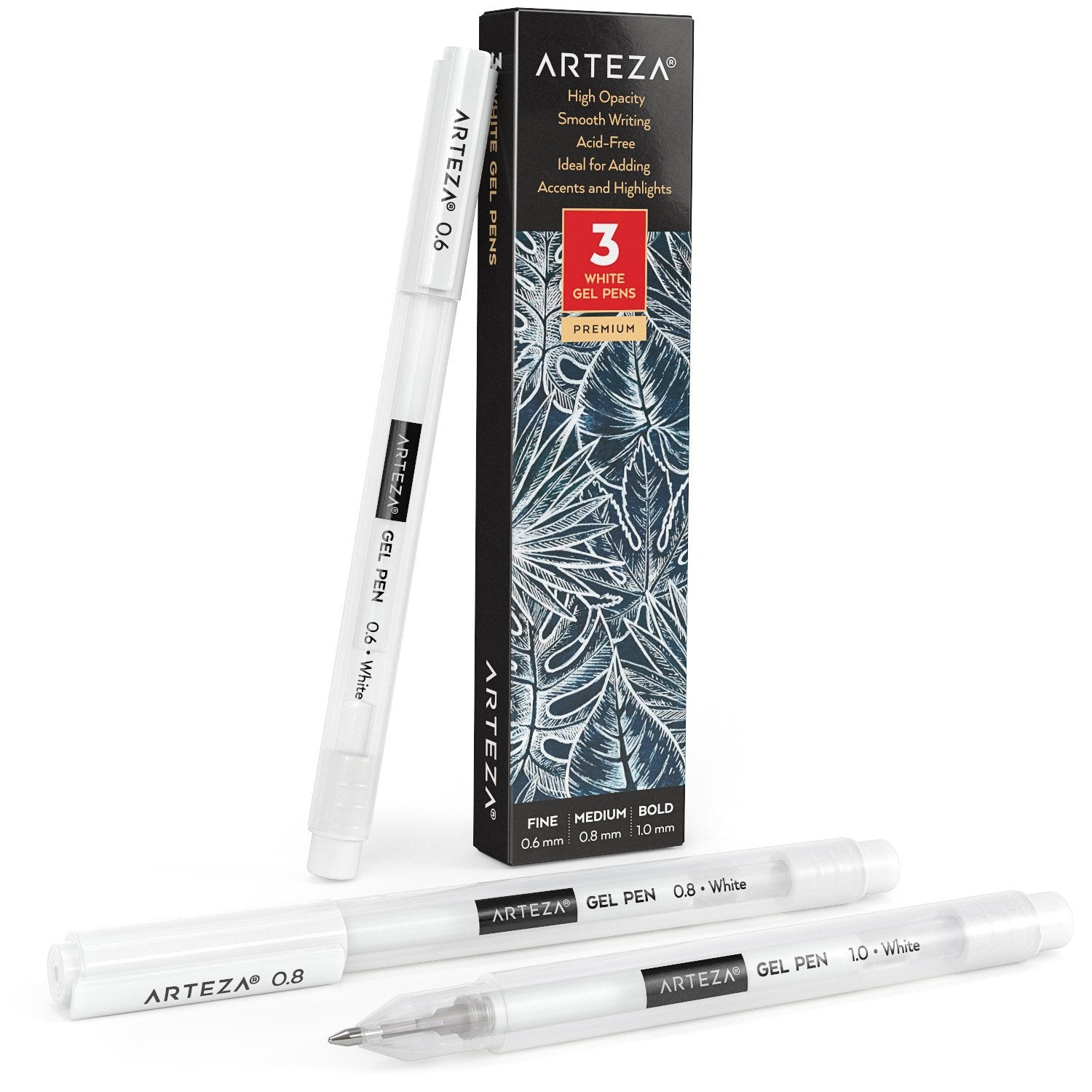 White Gel Pens, Assorted Sizes - Set of 12 —